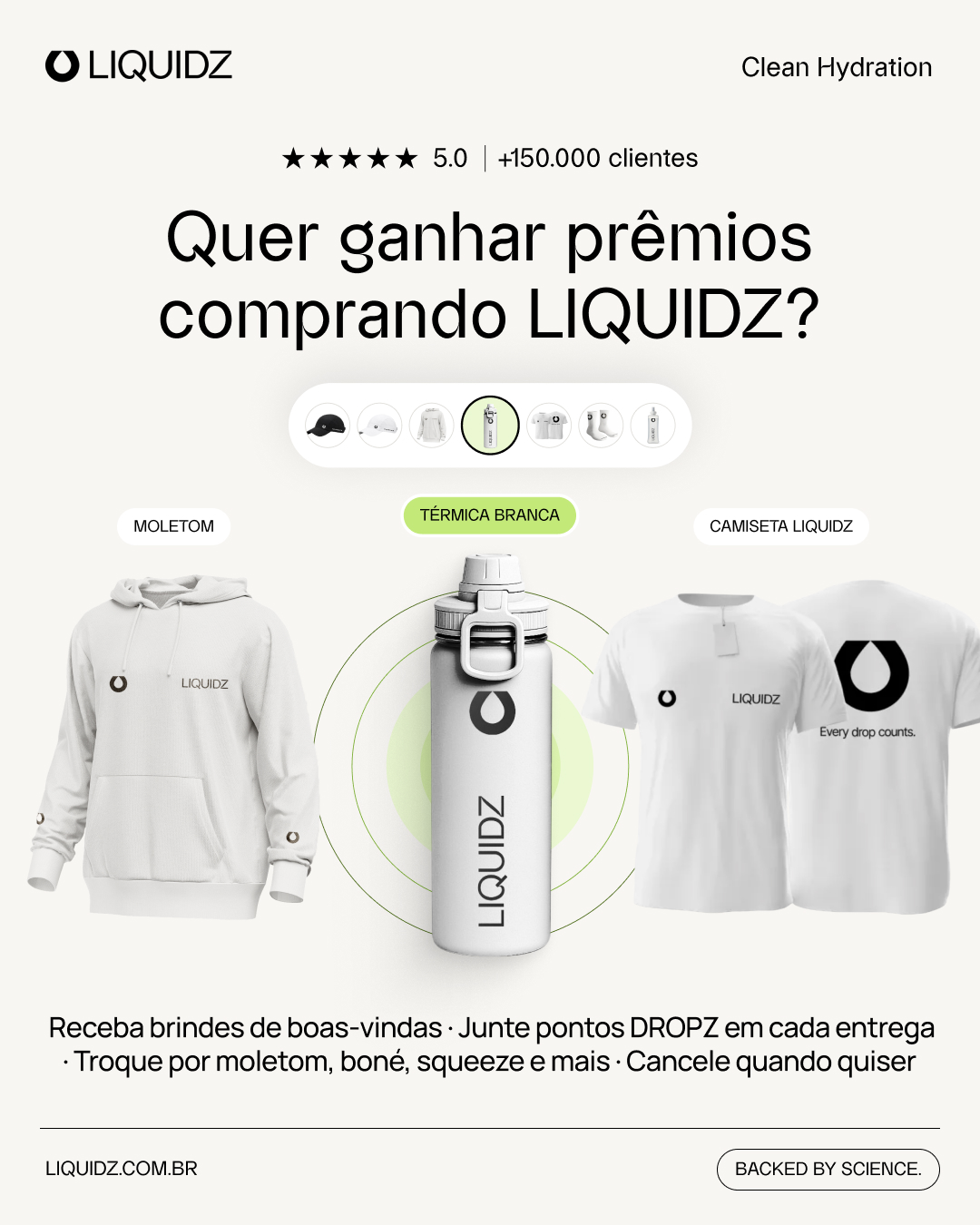 LIQUIDZ Facebook ad: Hidratação Funcional. Zero açúcares