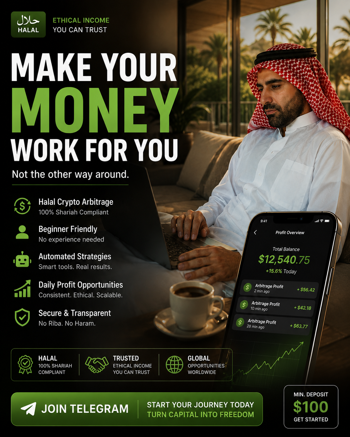 Omar P2P Elite Facebook ad: Learn Before You Trade
