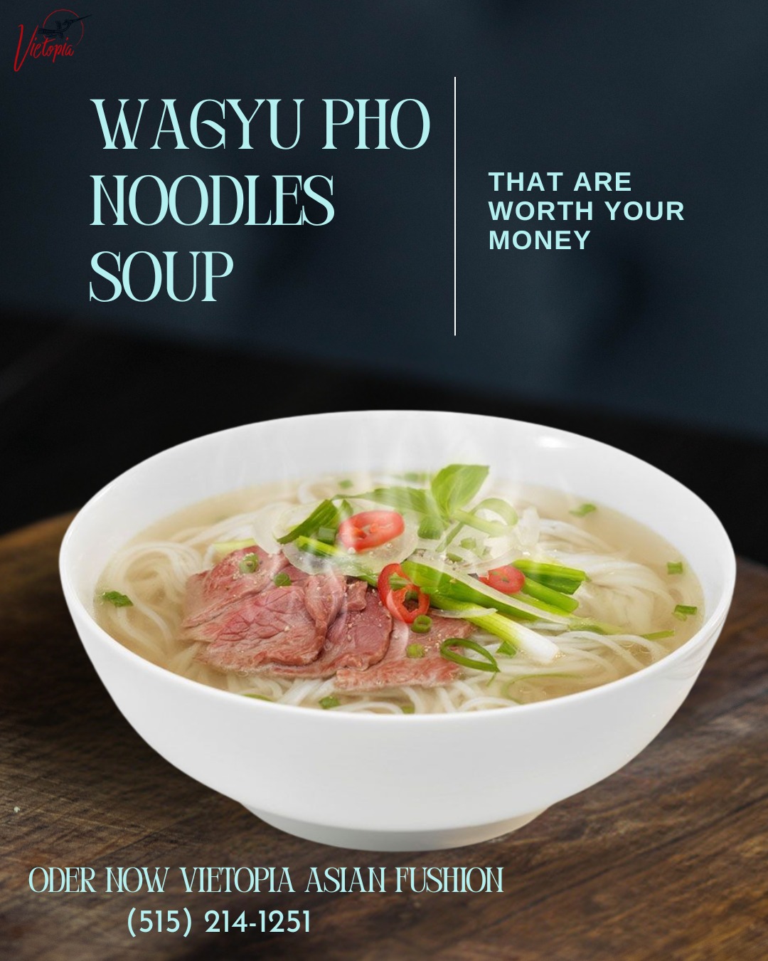 Vietopia Asian Fusion Facebook ad: Enjoy the wonderful taste of traditional pho