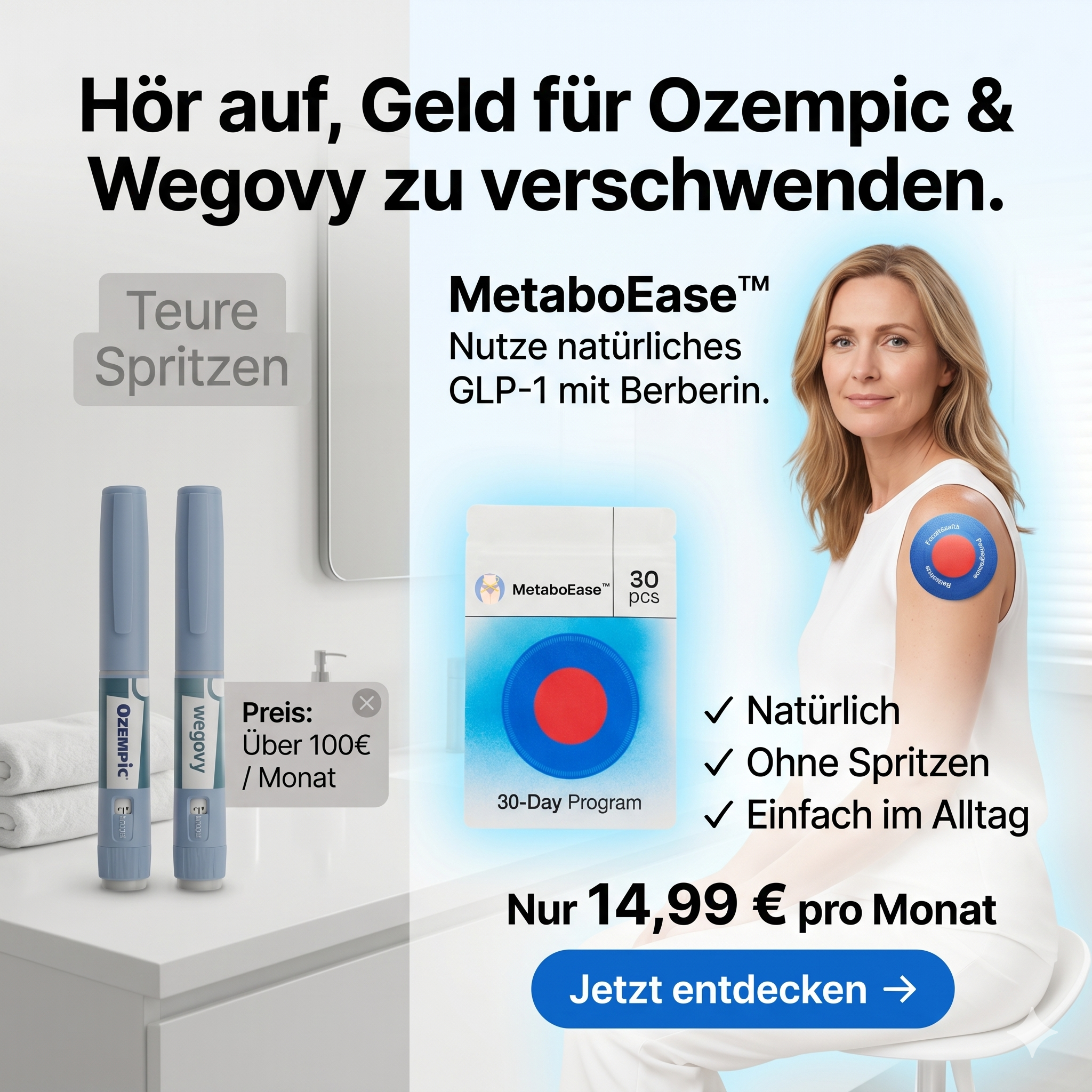 Dr. Barbara Stein Facebook ad: Natürliches GLP-1. Kein Rezept. Keine Spritze. 14,99 € /…
