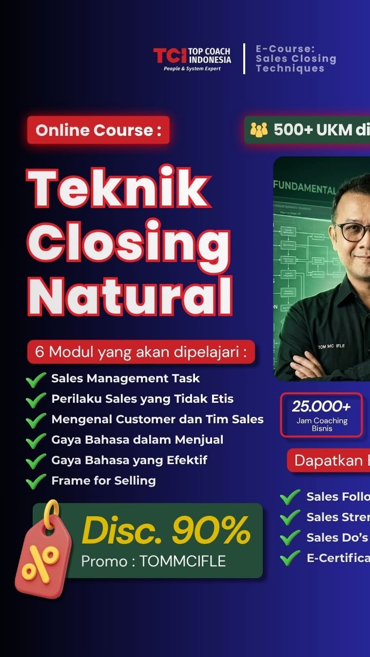 Tom MC Ifle Facebook ad: Kuasai 6 Modul Sales Closing