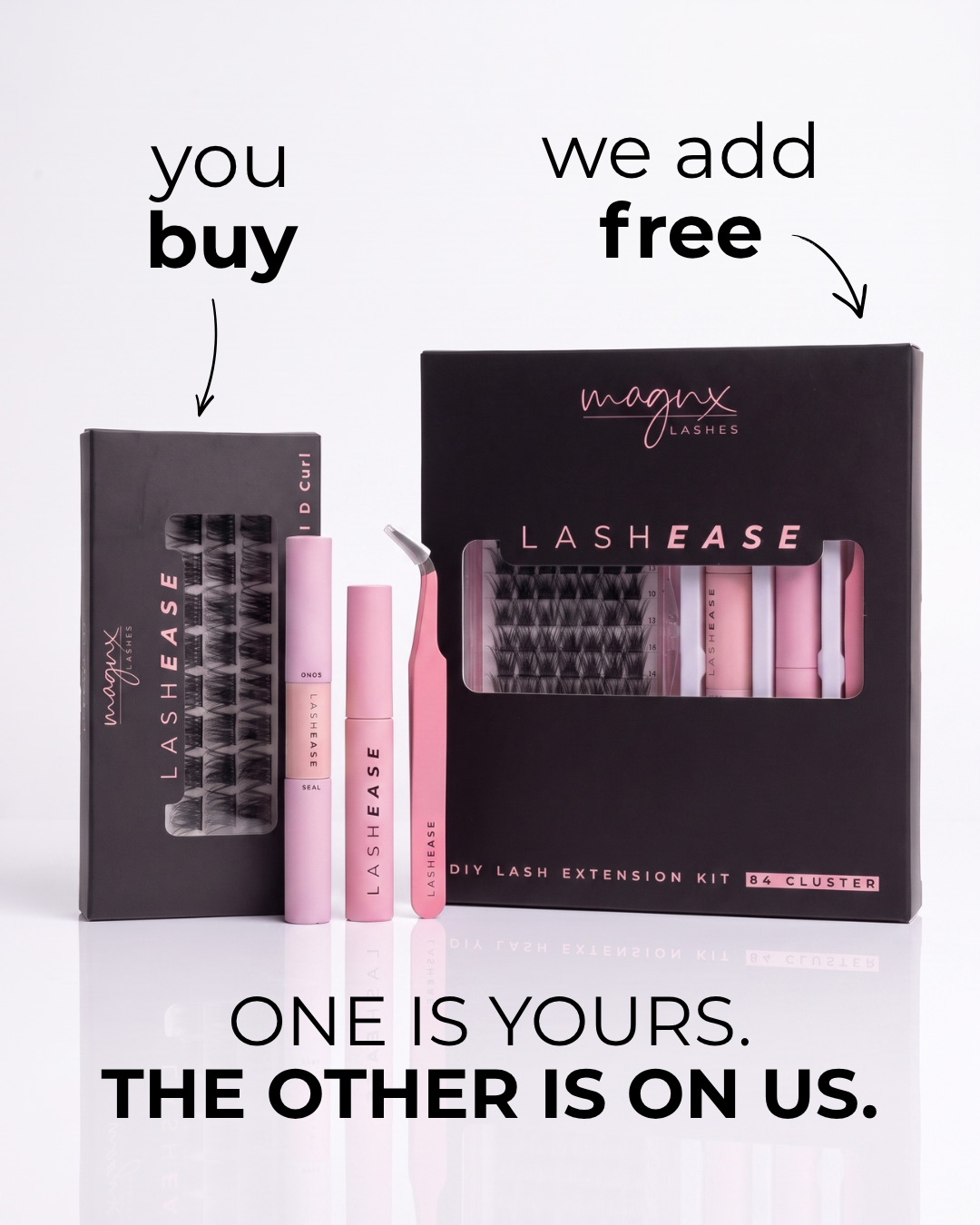 Lash Ease Facebook ad: We're Closing Down. XL Kits Ship with a FREE Tray