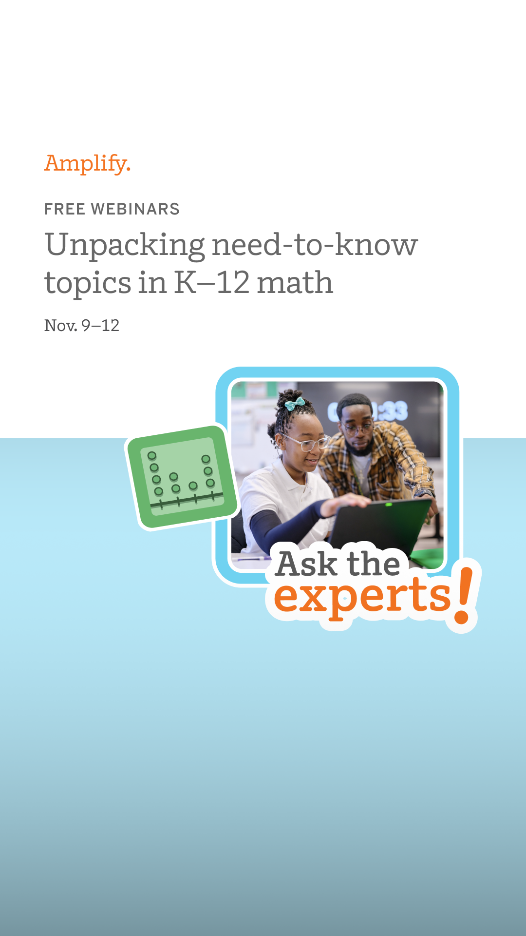Amplify Education Facebook ad: Free math webinars