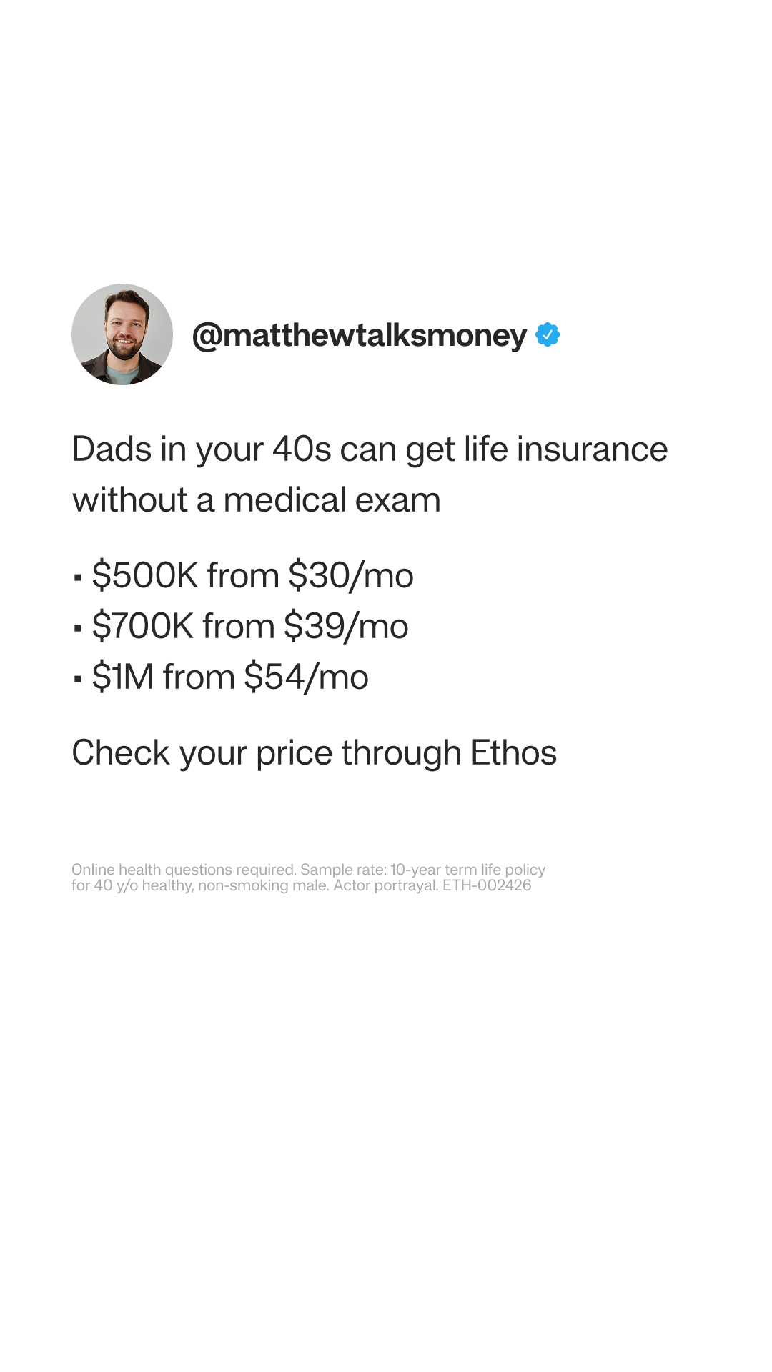 Ethos Facebook ad