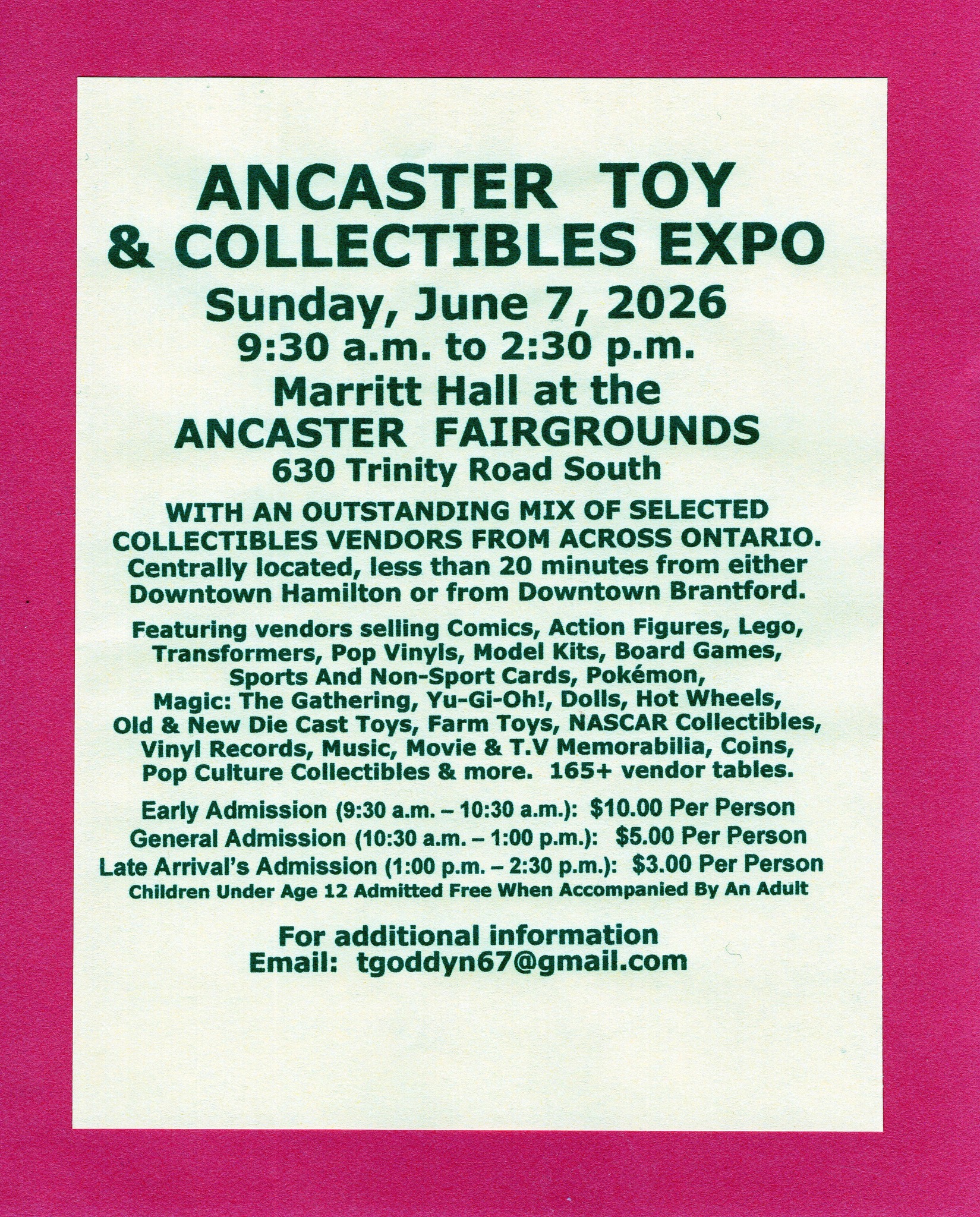 Ancaster Toy And Collectibles Expo Facebook ad: SUNDAY IS THE BIG DAY!