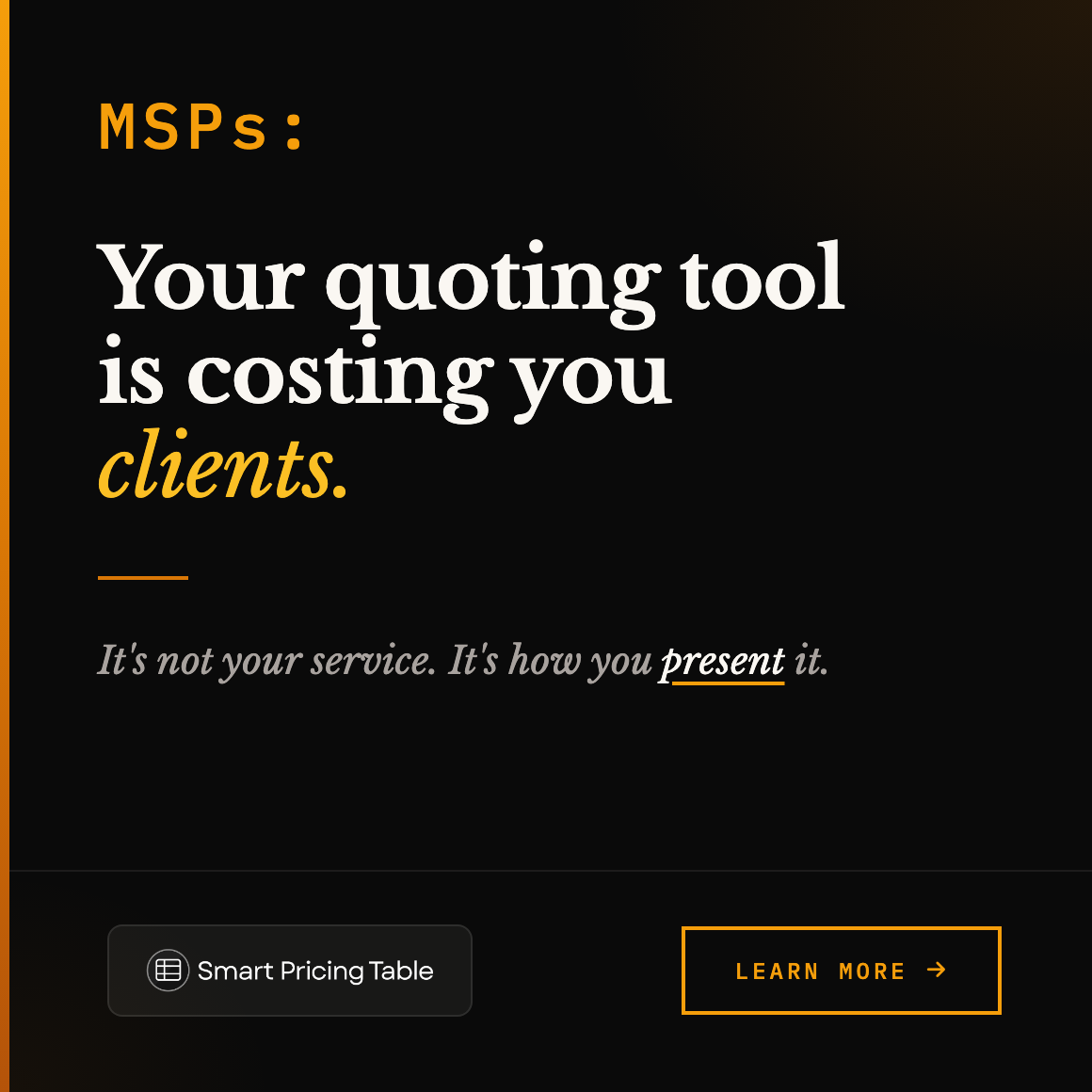 Smart Pricing Table Facebook ad