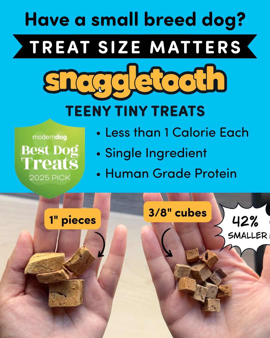 Snaggletooth Pets Facebook ad: Actually Teeny Tiny Treats