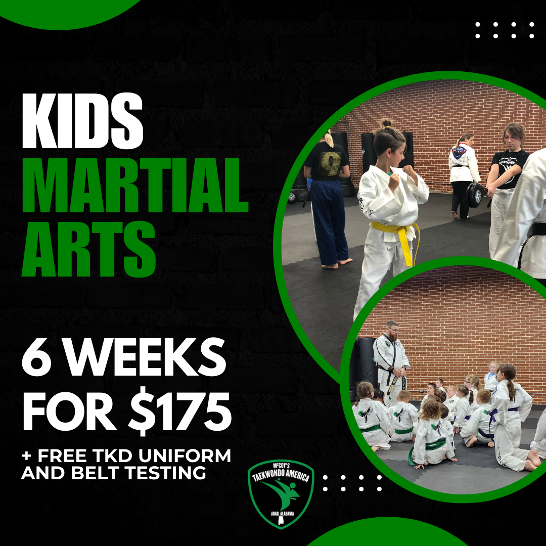 McCoy's Taekwondo America and Krav Maga Facebook ad: Strong Bodies. Strong Minds. Strong Kids.