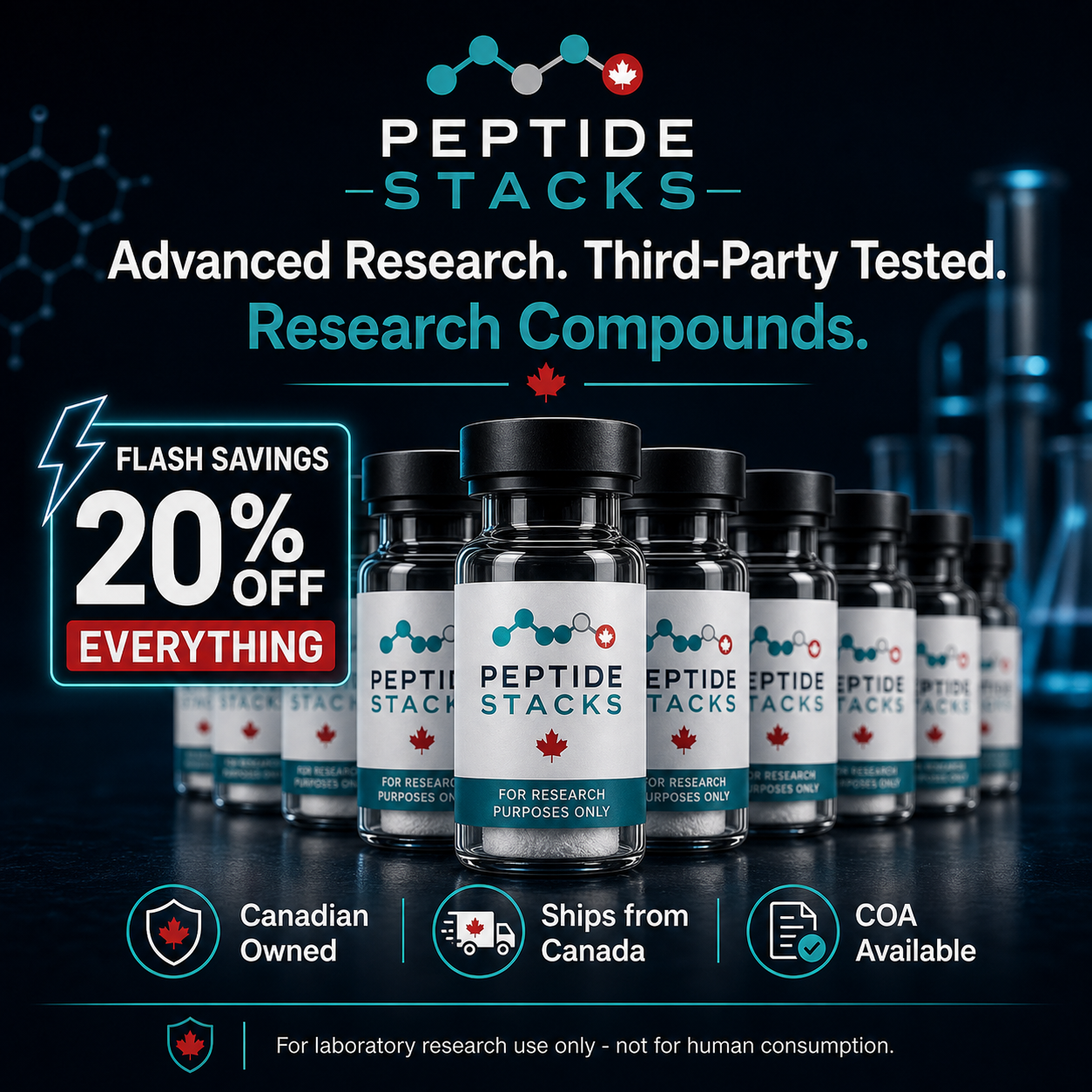 Tech Adventures Facebook ad: 20% Off Research Stacks