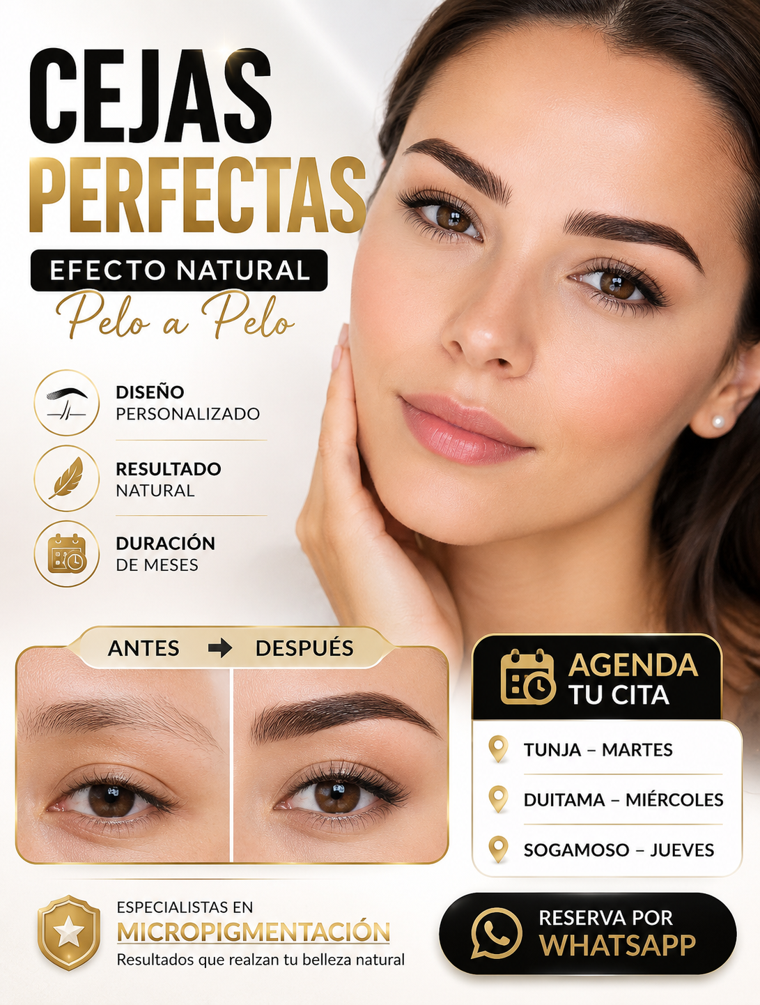 Ekilibra Spa Facebook ad: Cejas Perfectas, Resultado Natural