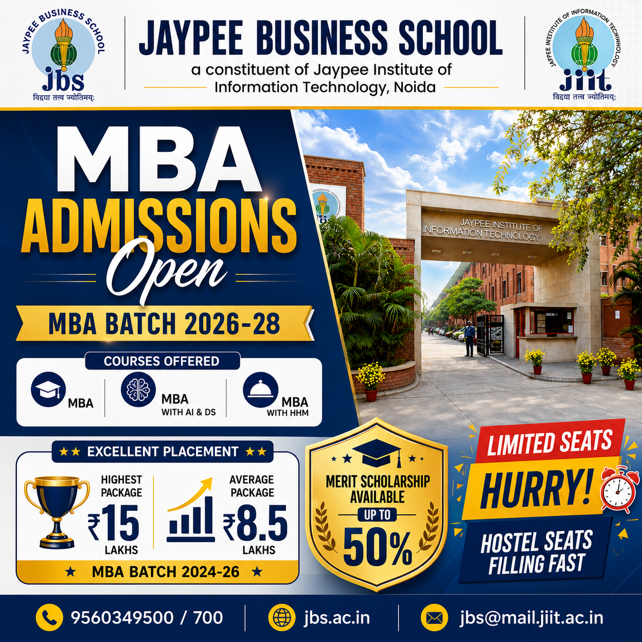 JBS, Noida Facebook ad: Register for MBA Admission GD/PI (Online/Offline)