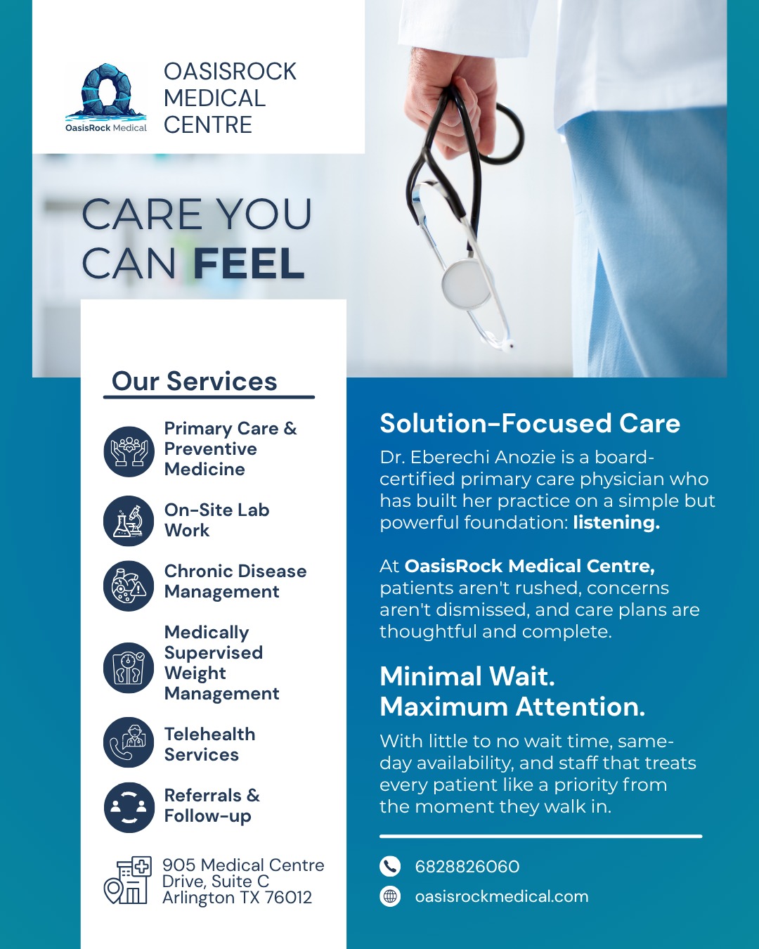 OasisRock Medical Centre Facebook ad from May 8, 2026