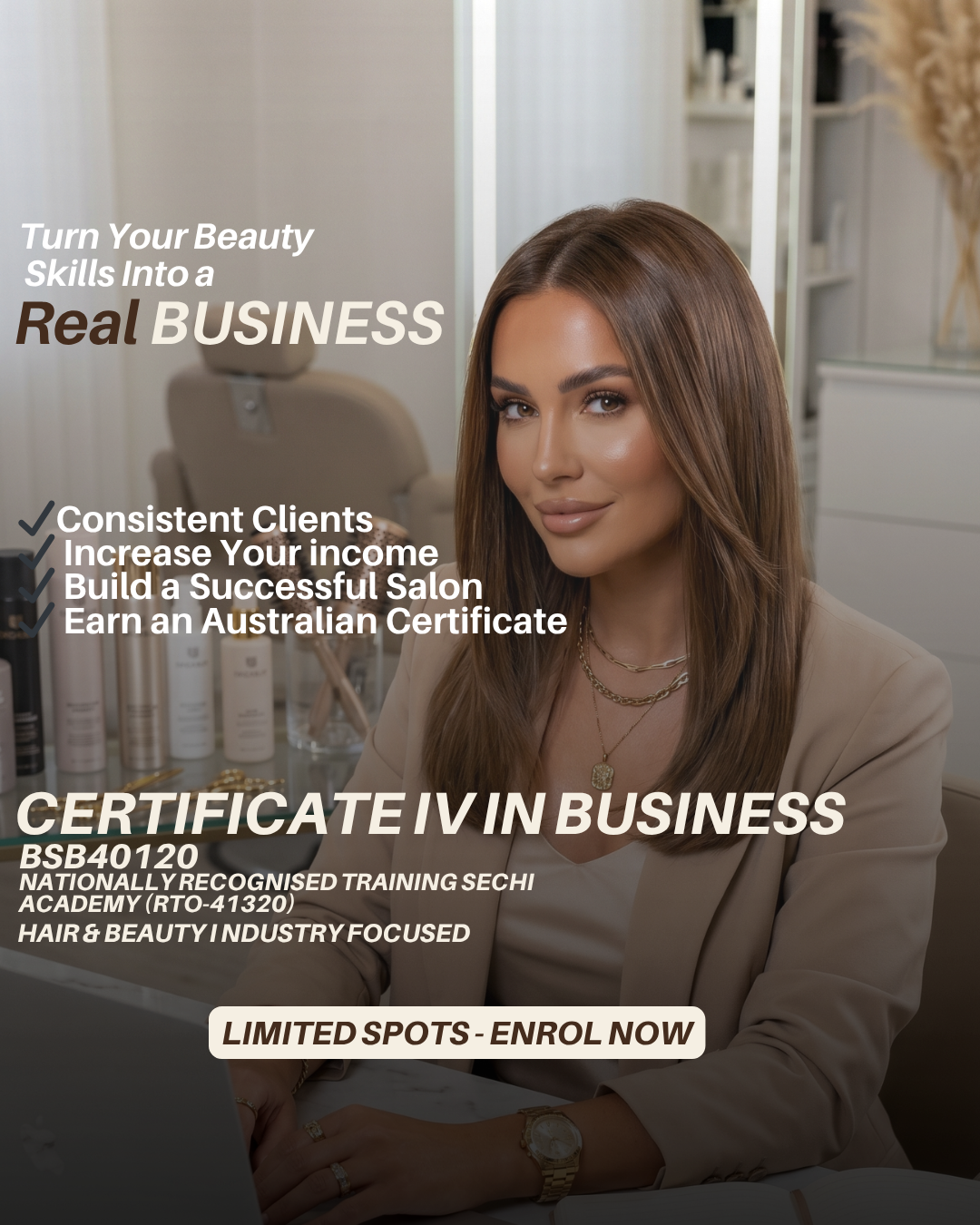 Sechi Hair Academy - TOID 41320 Facebook ad: Certificate IV in Business (Beauty Industry)
