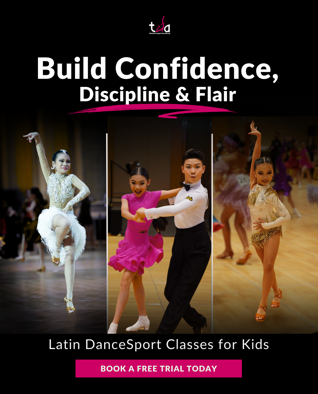 The DanceSport Academy Facebook ad: Help Your Child Excel in a Fun, Focused Way