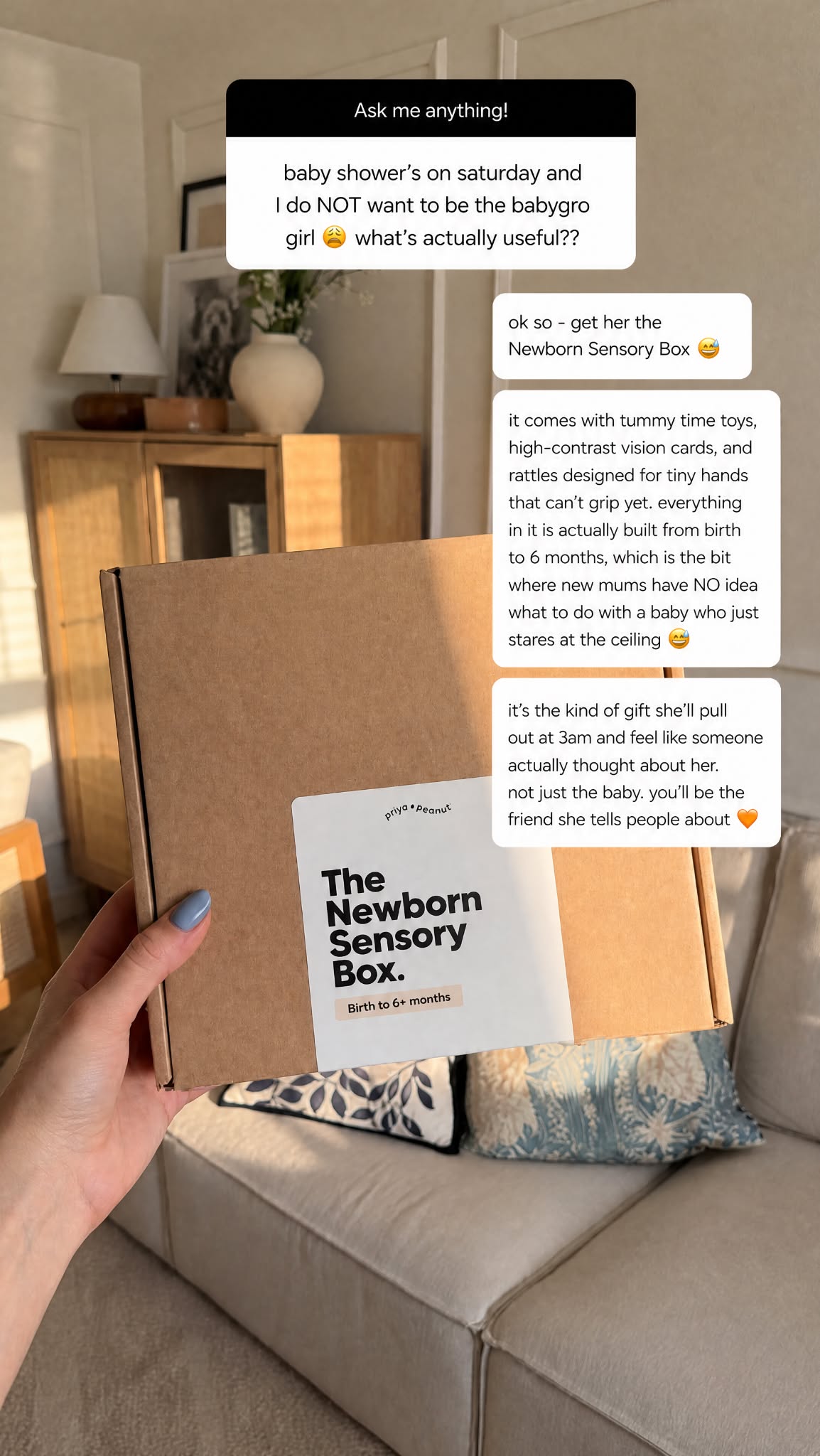 Priya & Peanut Facebook ad: The #1 Newborn Sensory Box