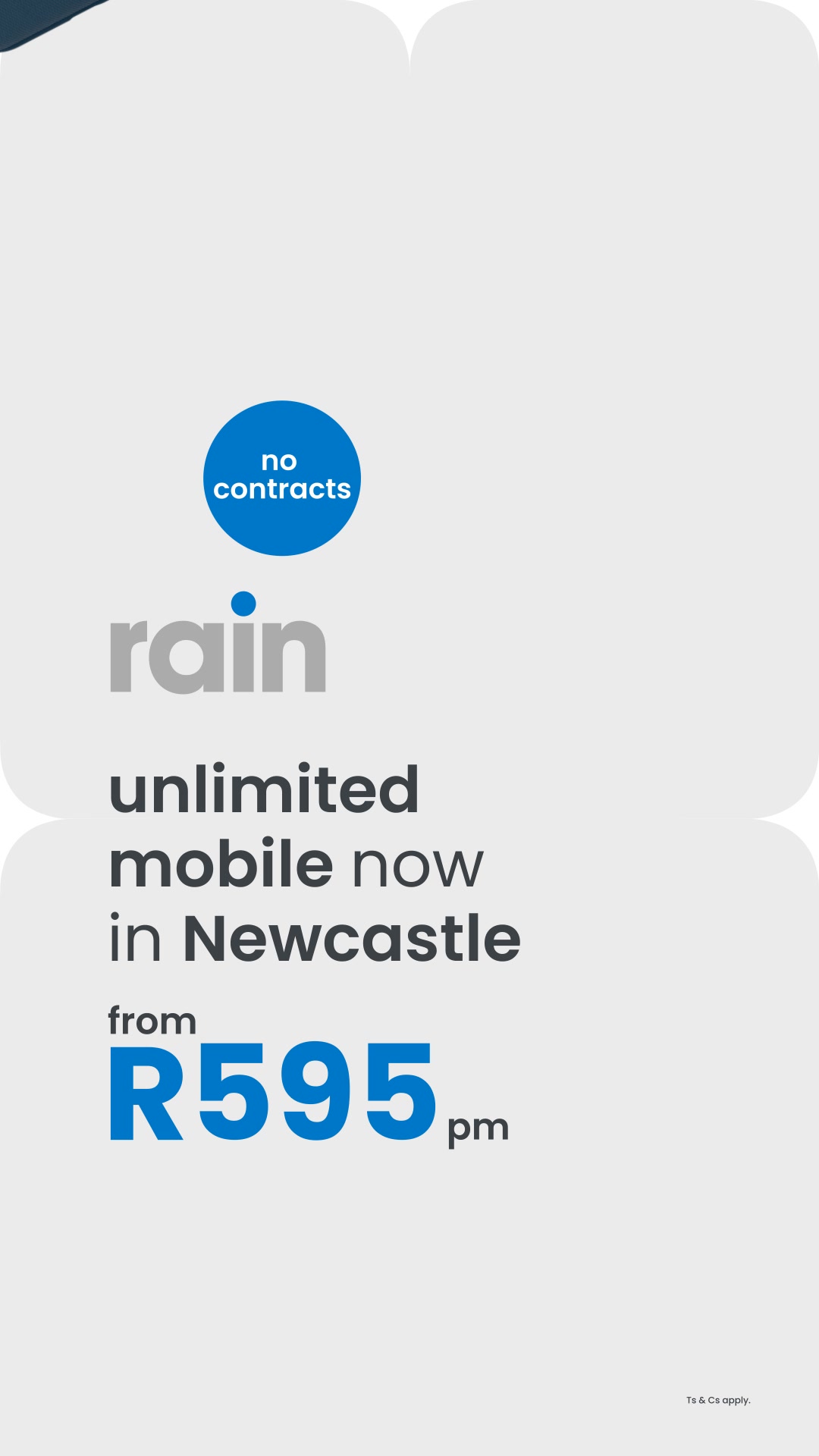 rain South Africa Facebook ad: unlimited data, calls & sms