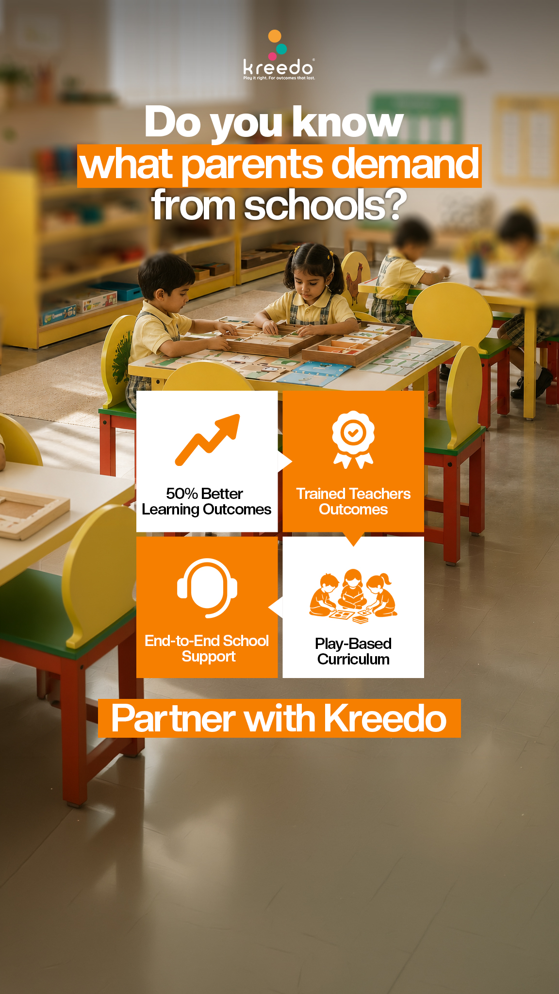 Kreedology Facebook ad: Start or Upgrade your Preschool