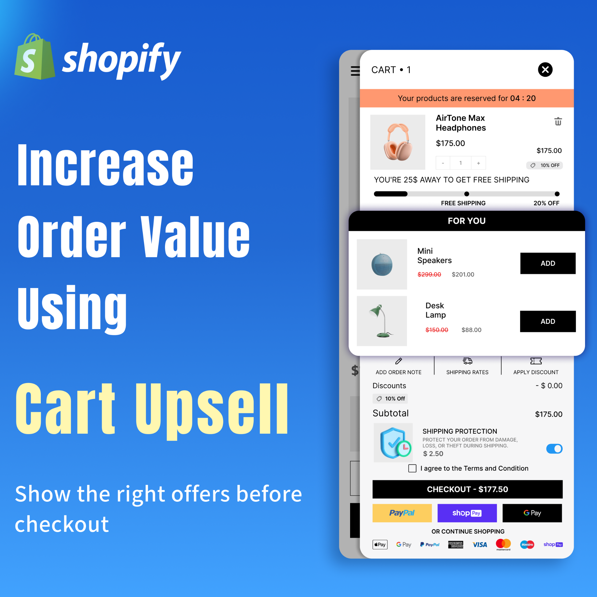 Sale Max - Cart Drawer Upsell Facebook ad: Increase Your Shopify Sales Instantly