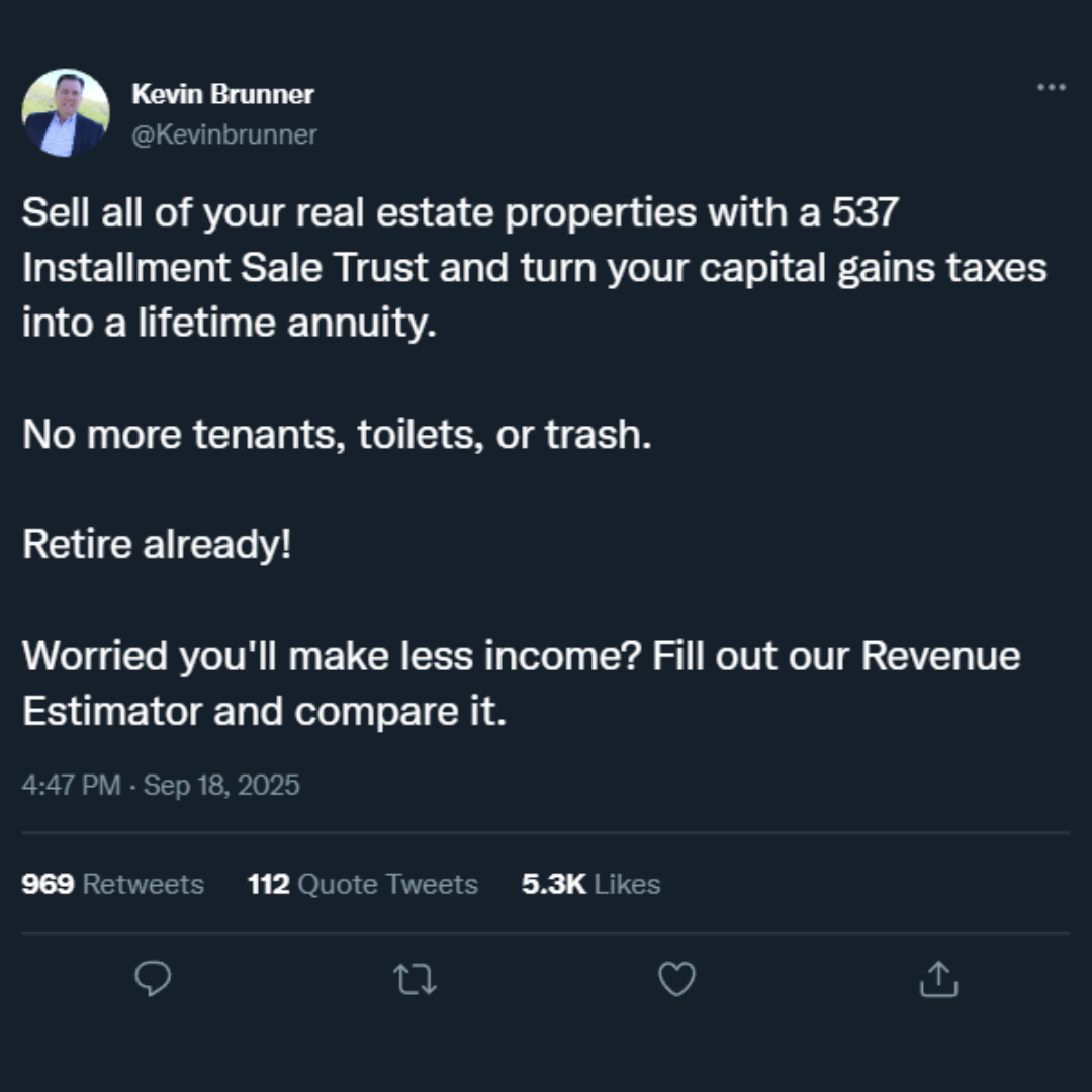 Q-1031 Facebook ad: Convert Your Real Estate Tax-Free into a Lifetime Annuity…