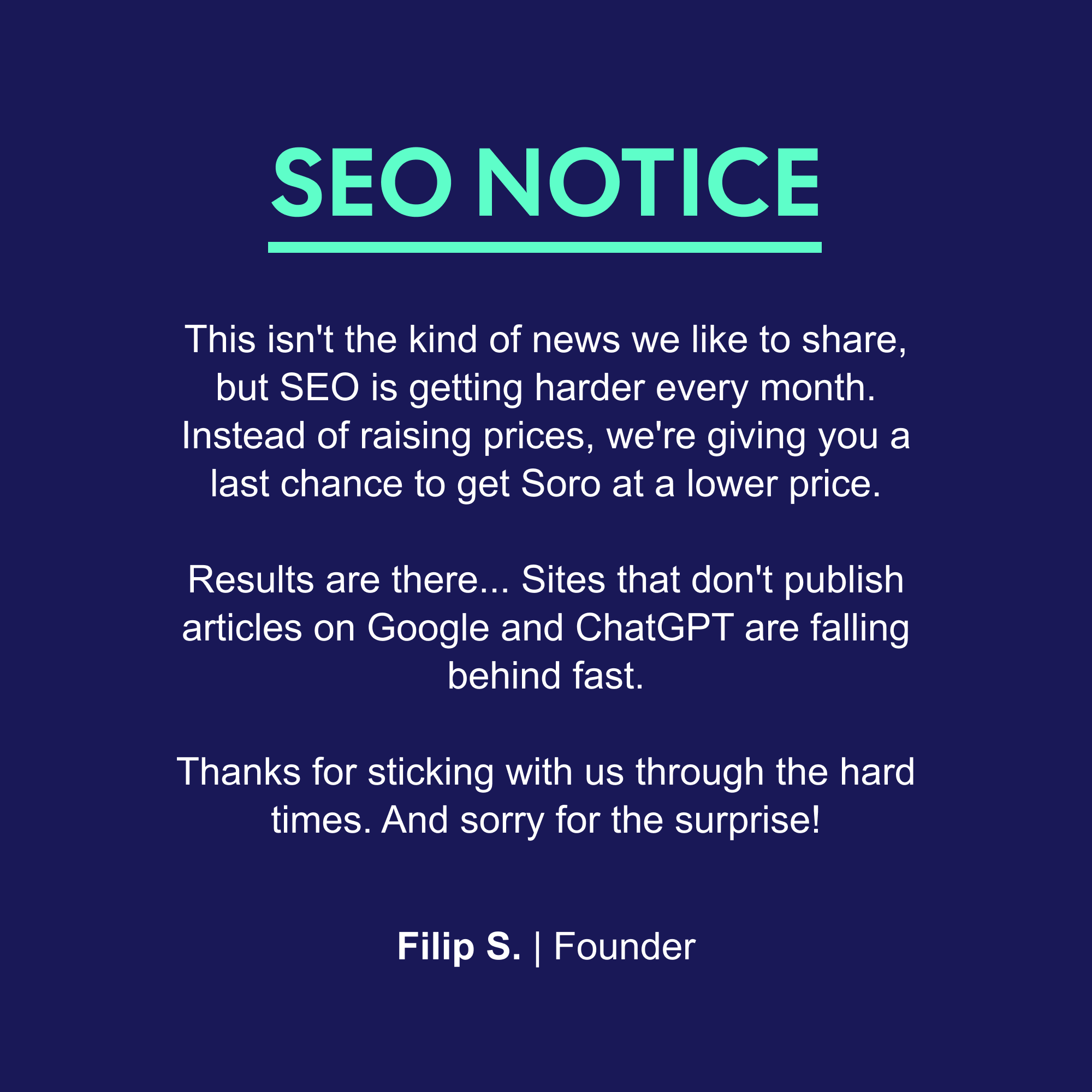 Soro SEO Facebook ad