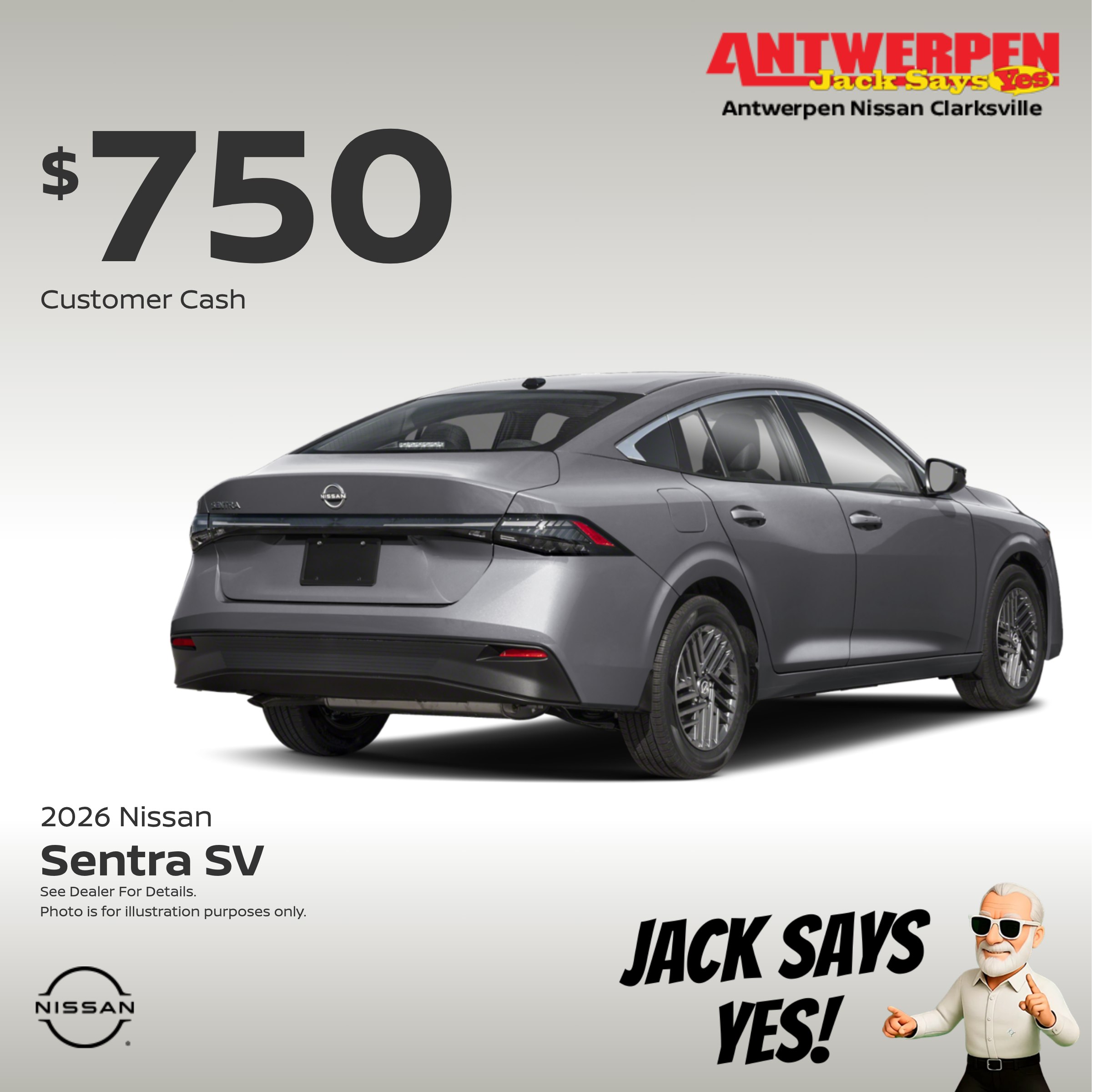 Antwerpen Nissan Of Clarksville Facebook ad from Aug 11, 2026
