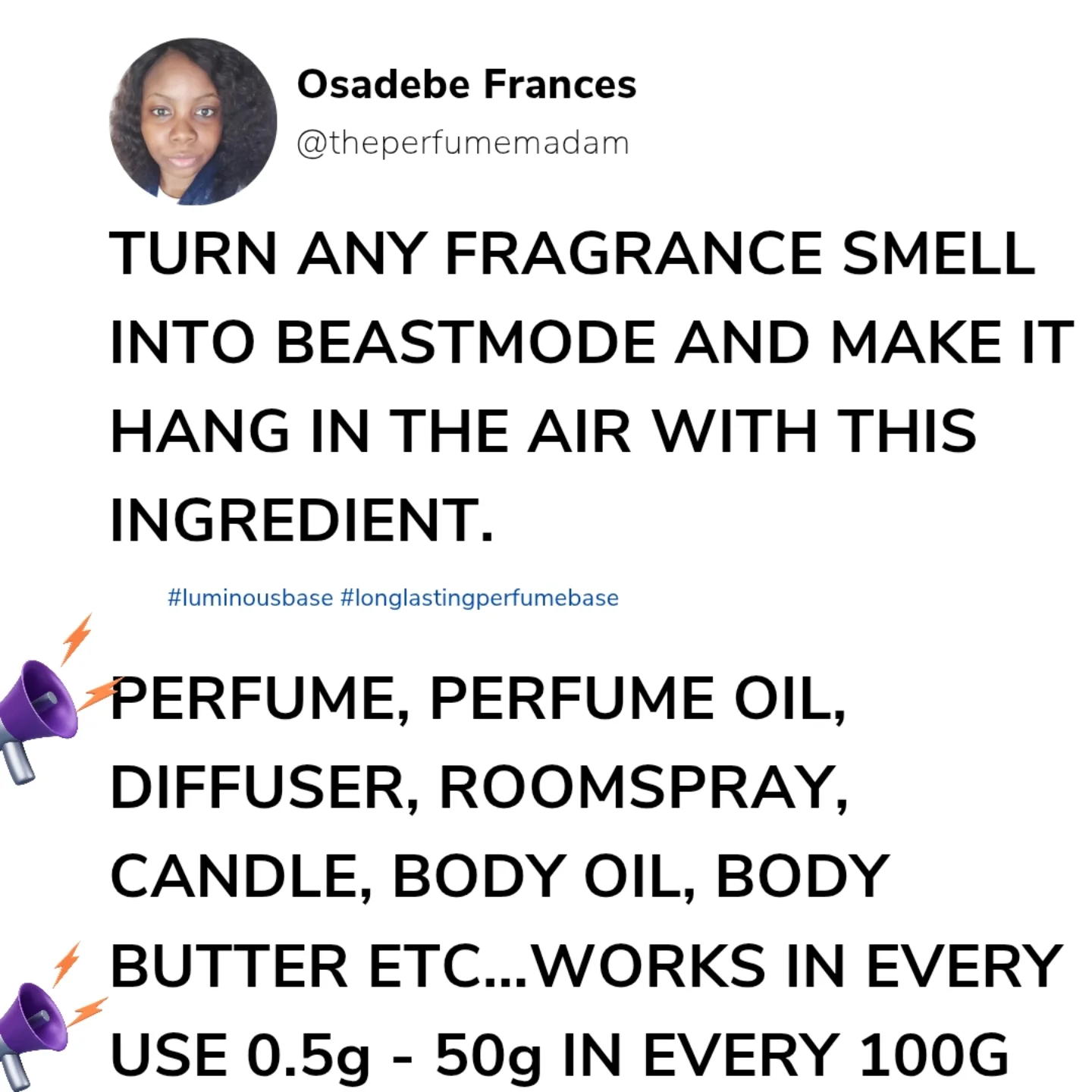Theperfumemadam Facebook ad: Have you added Luminous to that fragrance product…