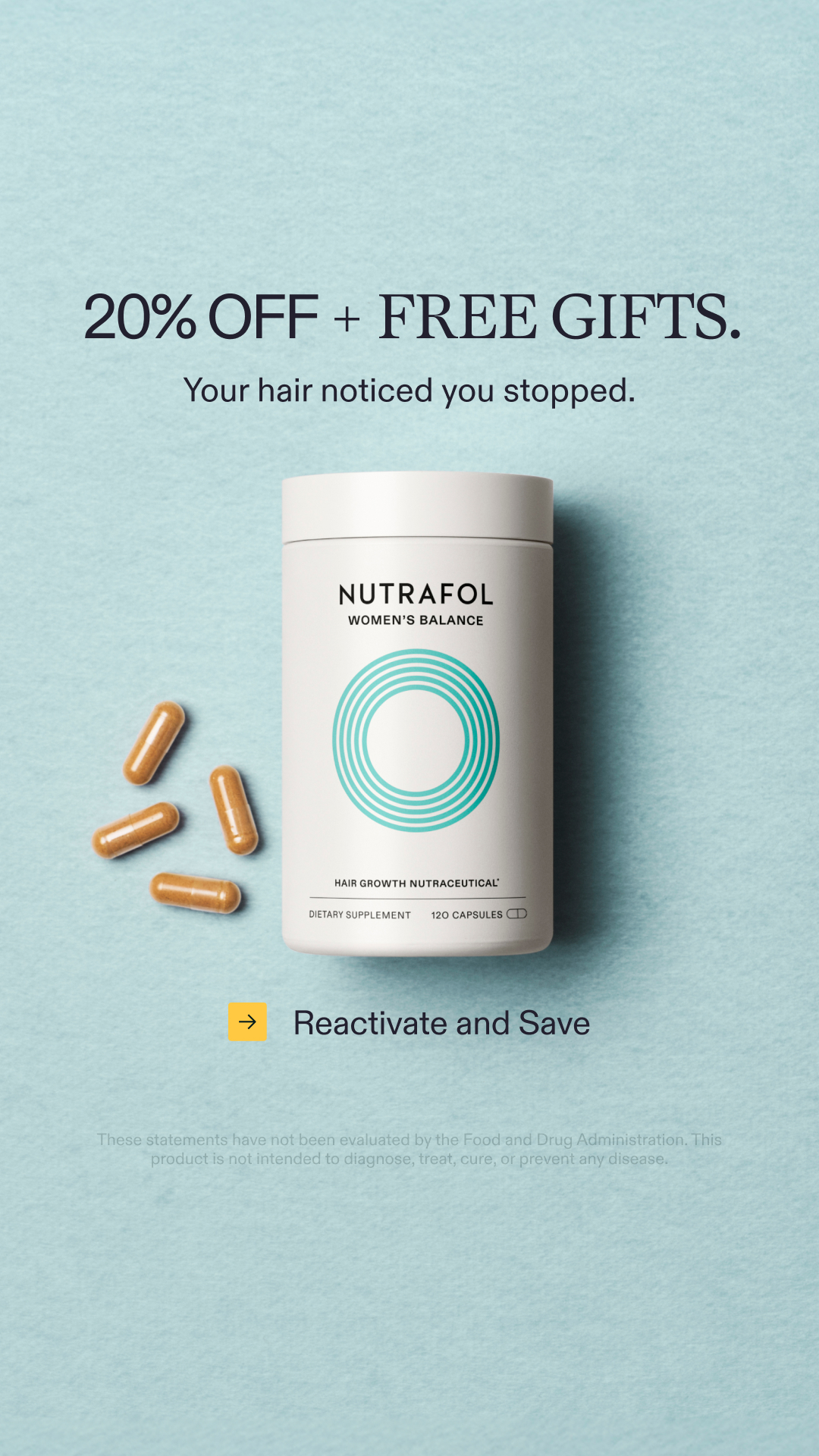 Nutrafol Facebook ad: Free gifts | $95 value.