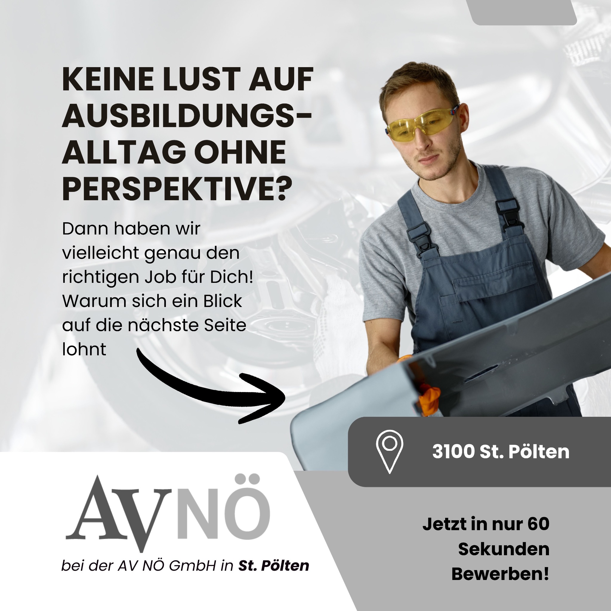 AV NÖ Facebook ad: Du willst in der Werkstatt nicht nur zuschauen…