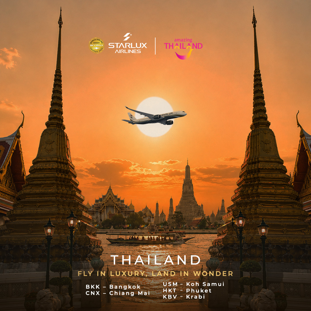 STARLUX Airlines Facebook ad: Find Your Flow: Fly to Thailand for the Ultimate Mindful…