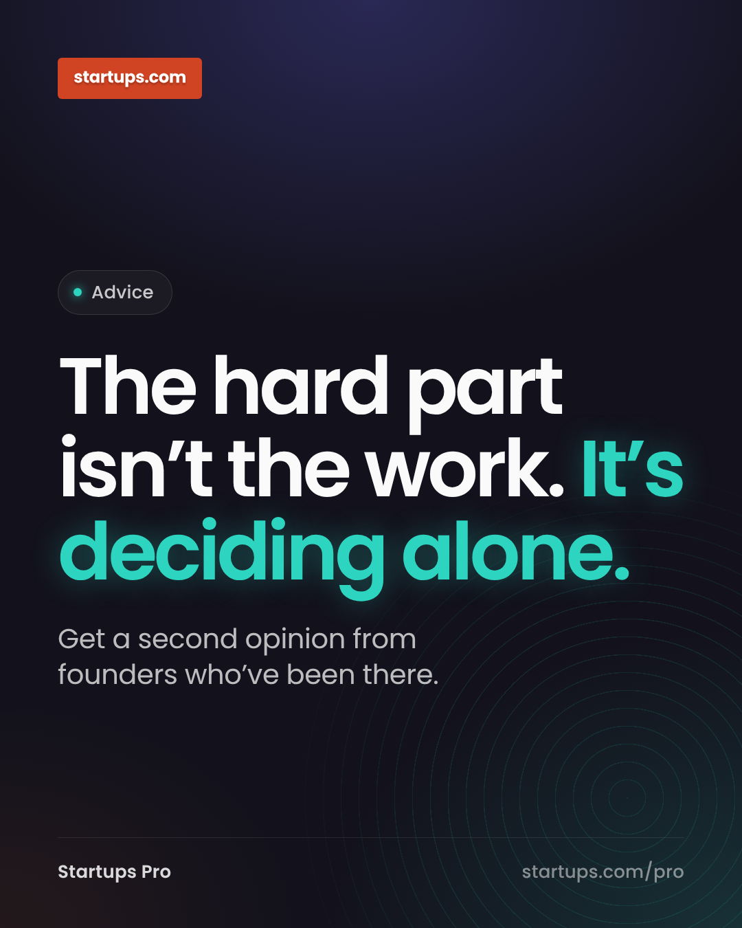 Startups.com Facebook ad: Startups Pro