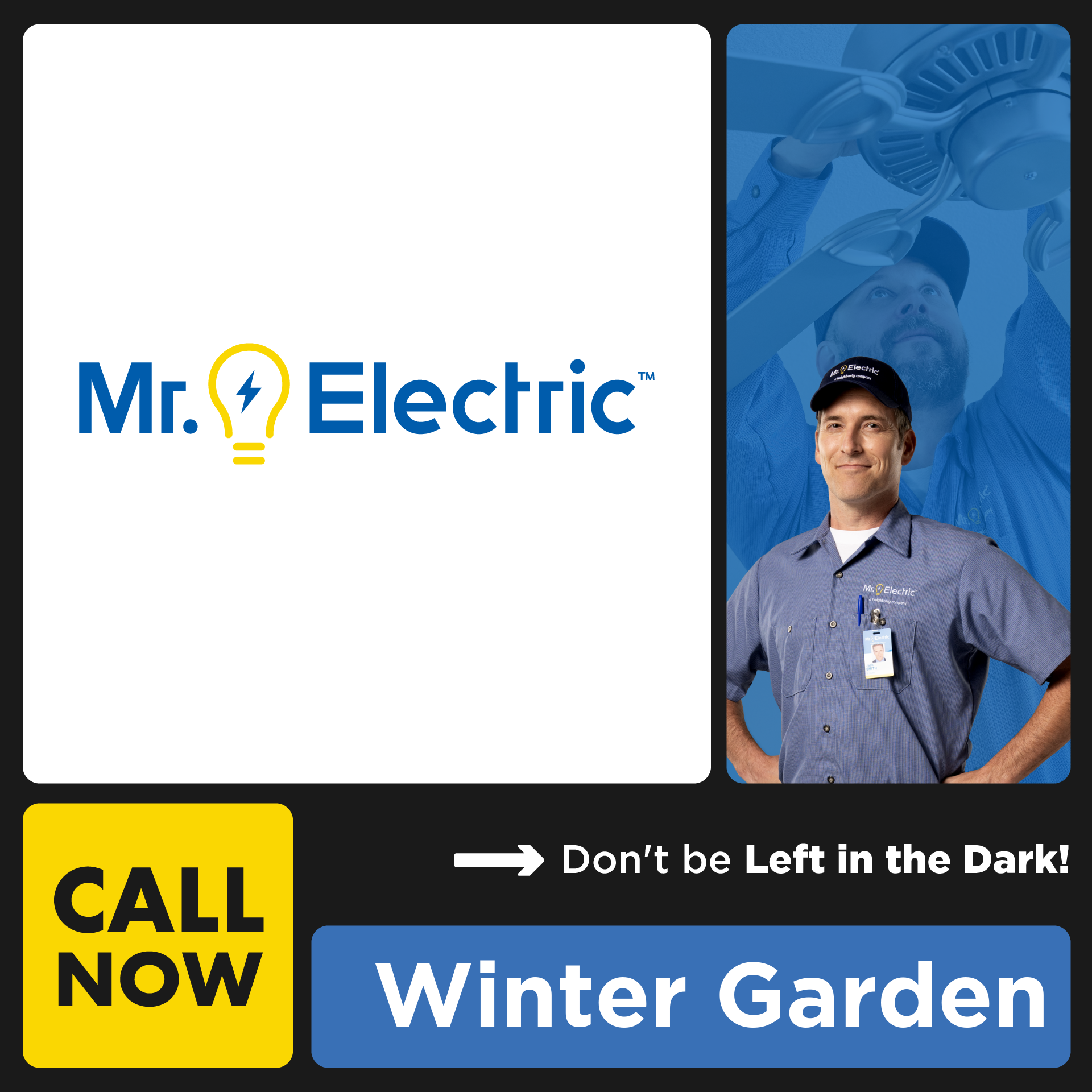 Mr. Electric of Winter Garden Facebook ad: Mr. Electric Does It Right