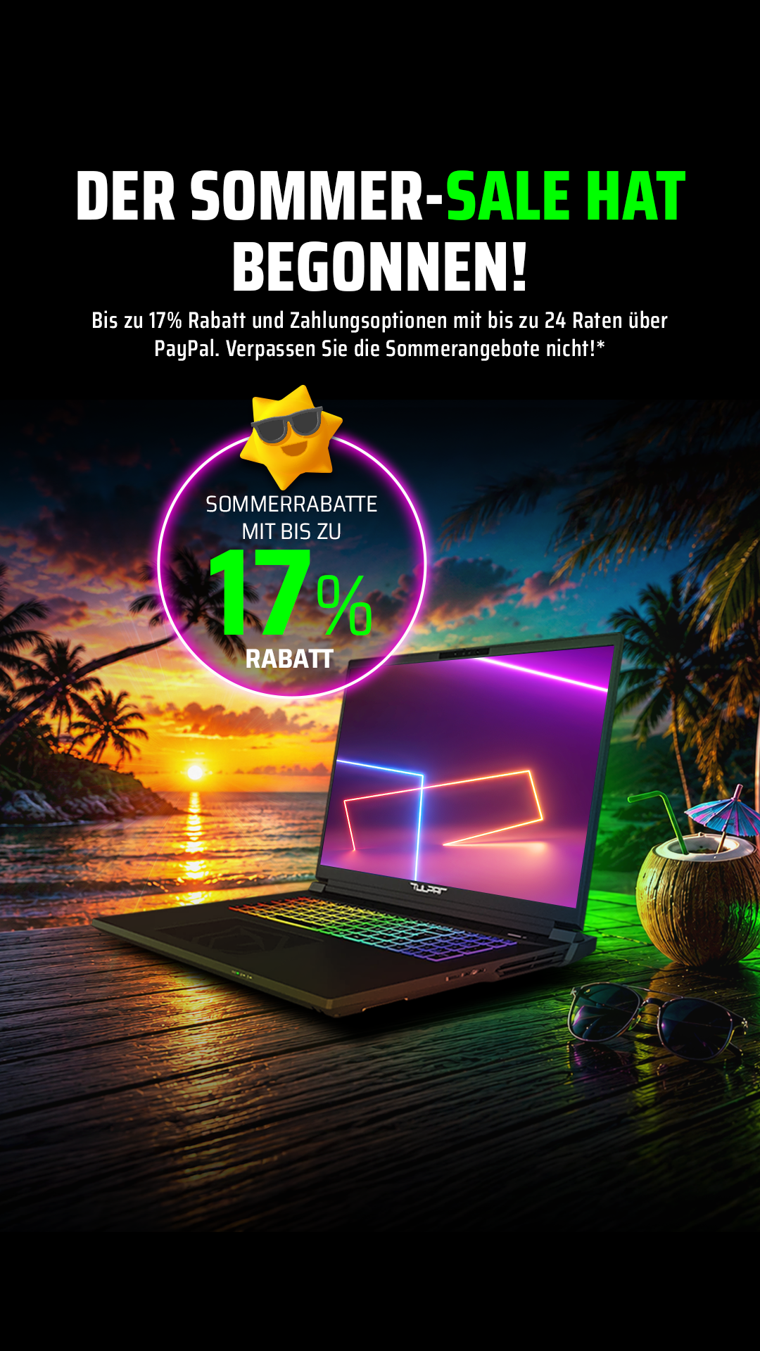 Tulpar Notebook Facebook ad: Gaming-Power jetzt bis zu -17 %