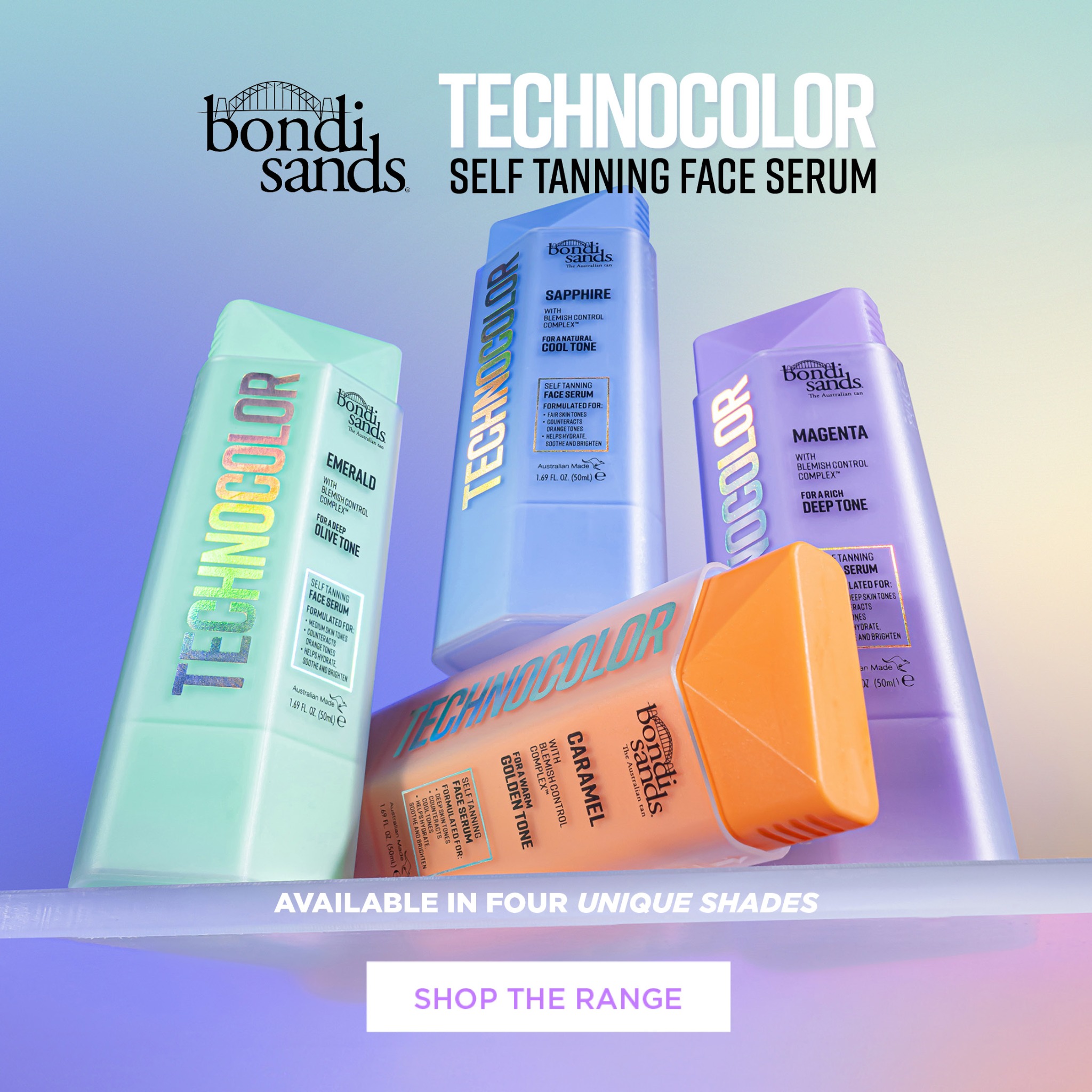 Bondi Sands Facebook ad: Shop Technocolor!