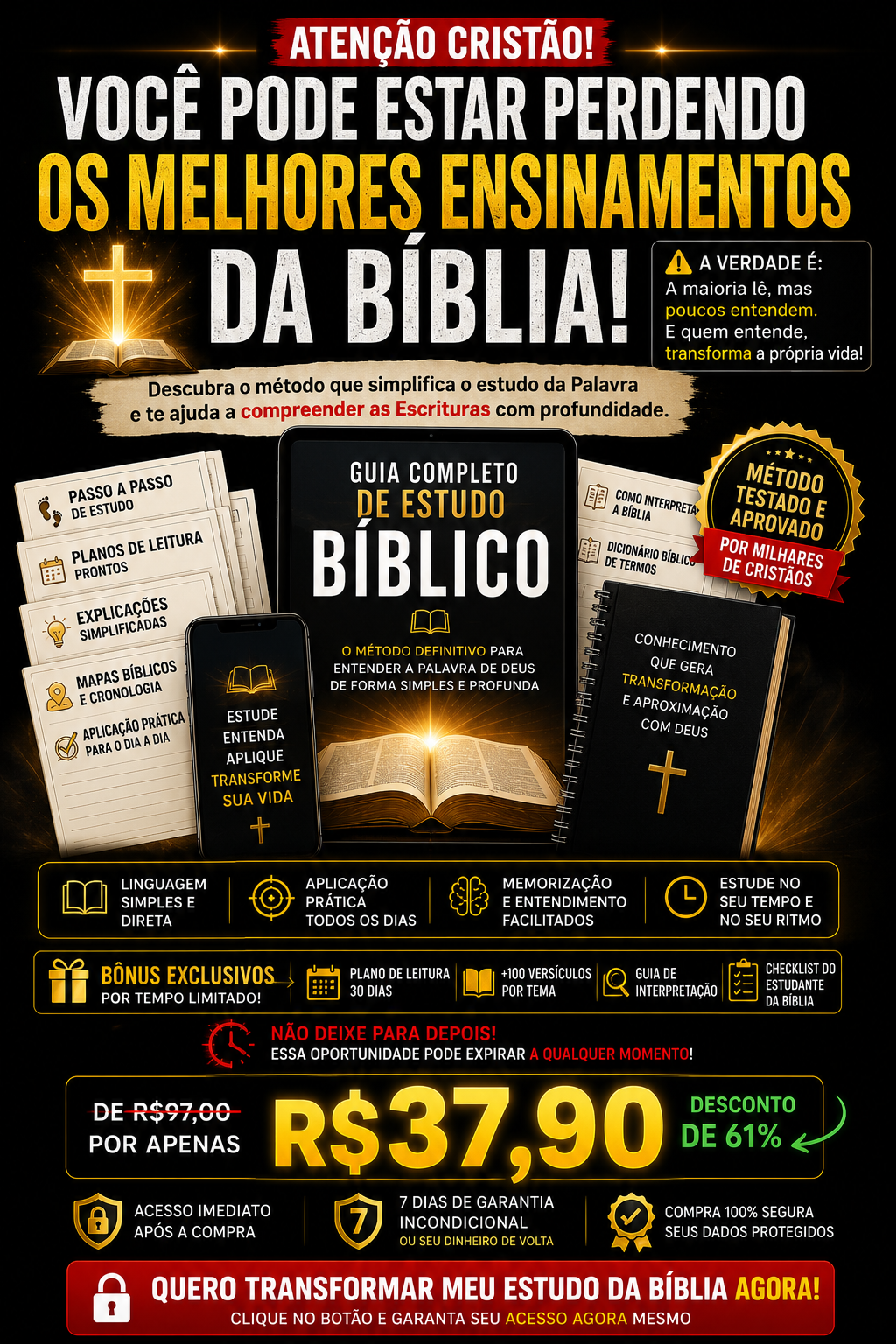 Fonte de Graça Facebook ad: Imagine conseguir abrir a Bíblia e finalmente compreender…