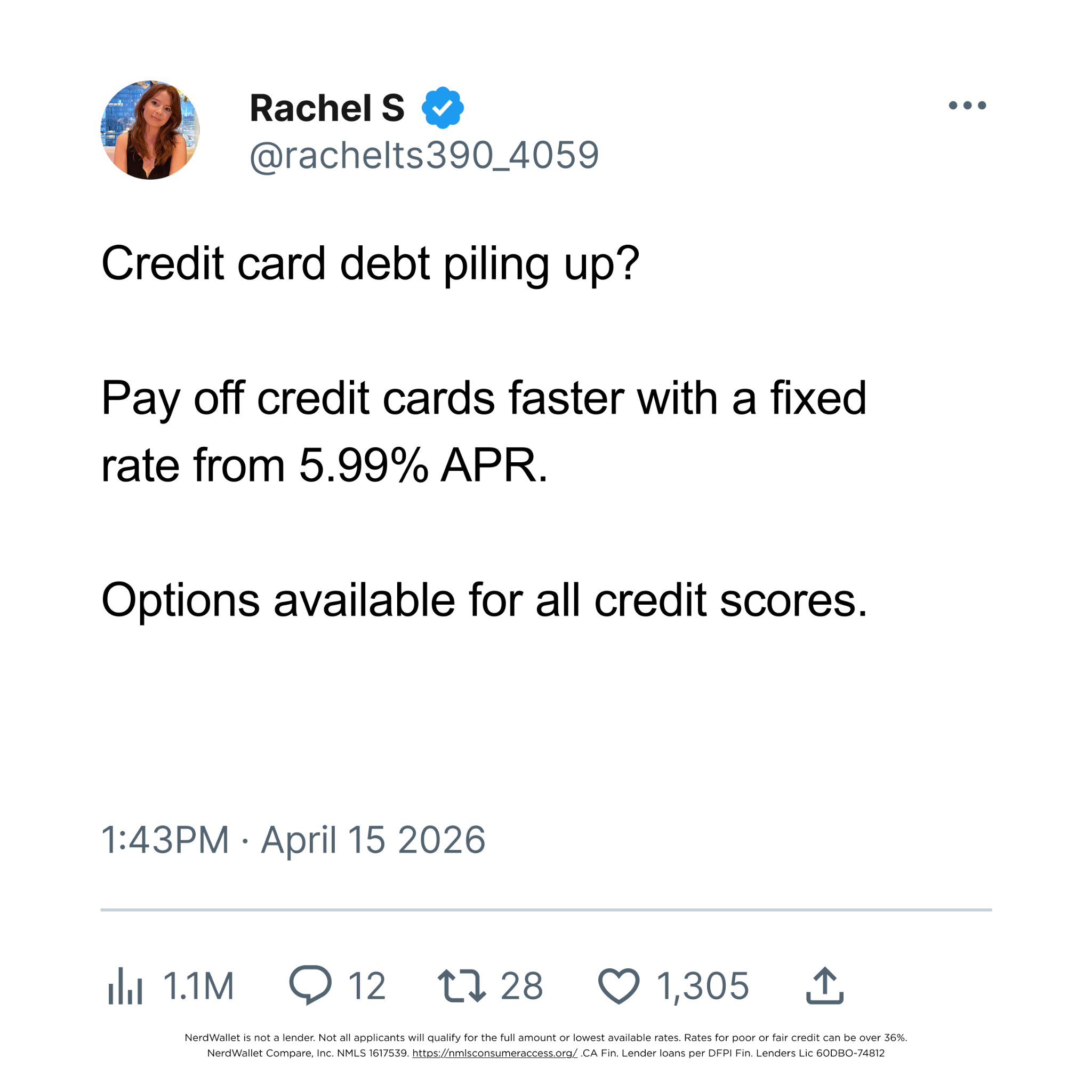 NerdWallet Facebook ad