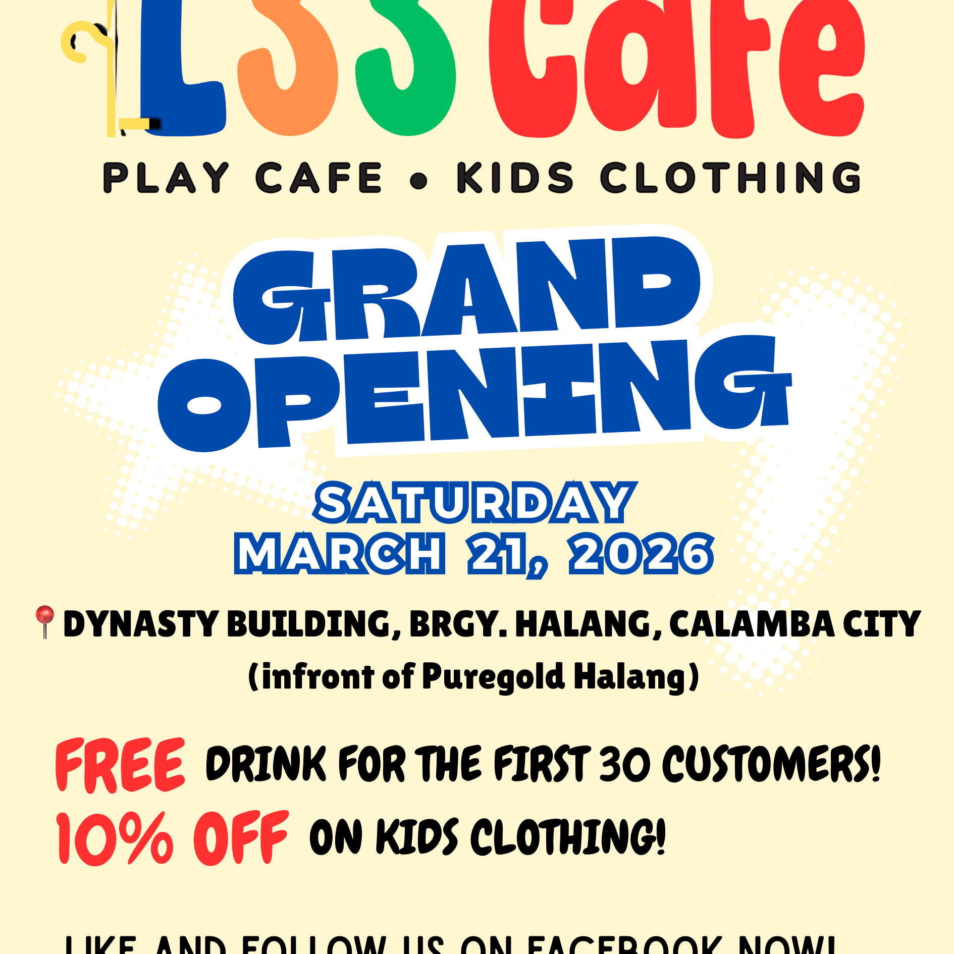 LSS CAFE Facebook ad: GRAND OPENING IN CALAMBA LAGUNA