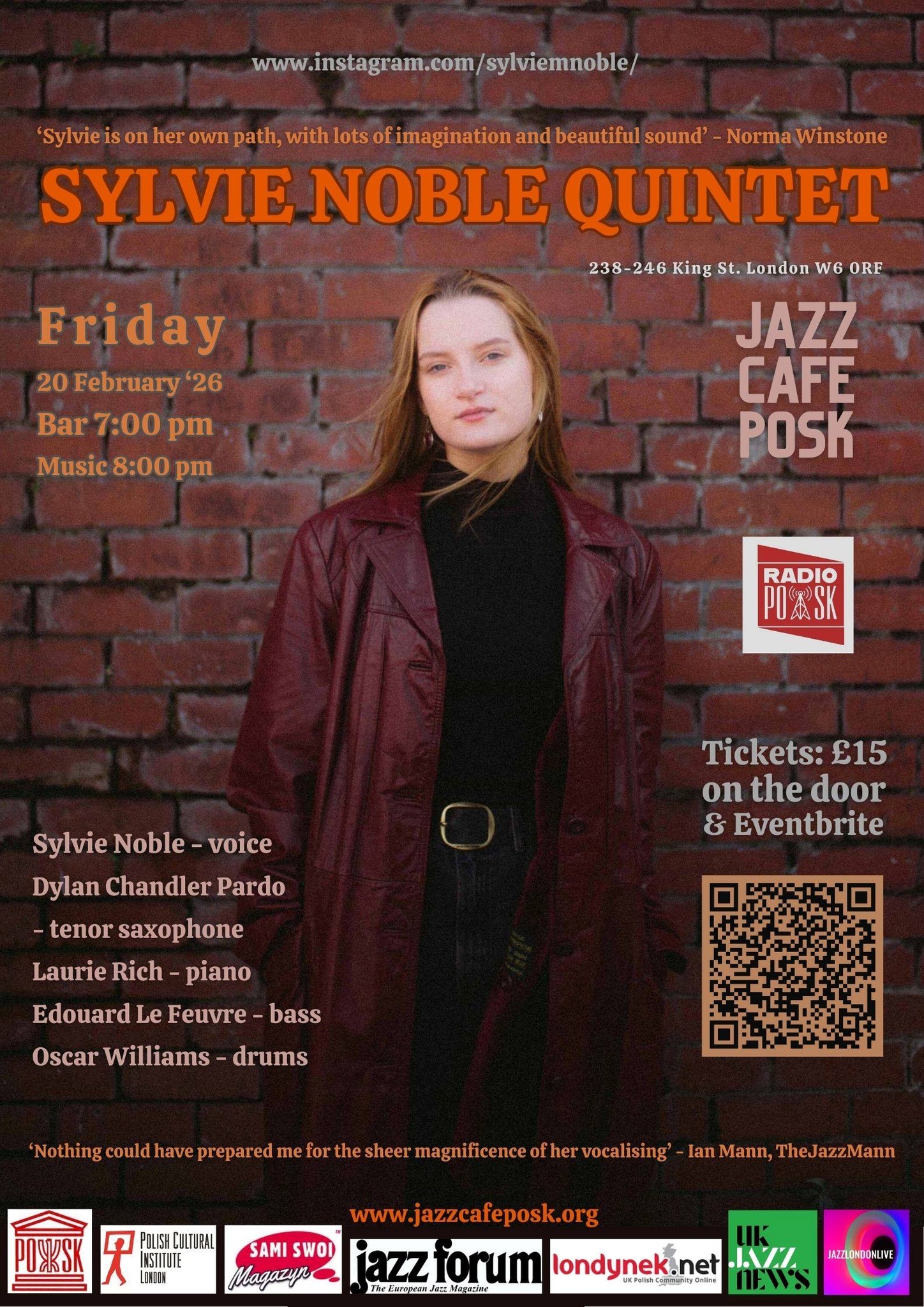 Polish Social & Cultural Association Facebook ad: SYLVIE NOBLE QUINTET