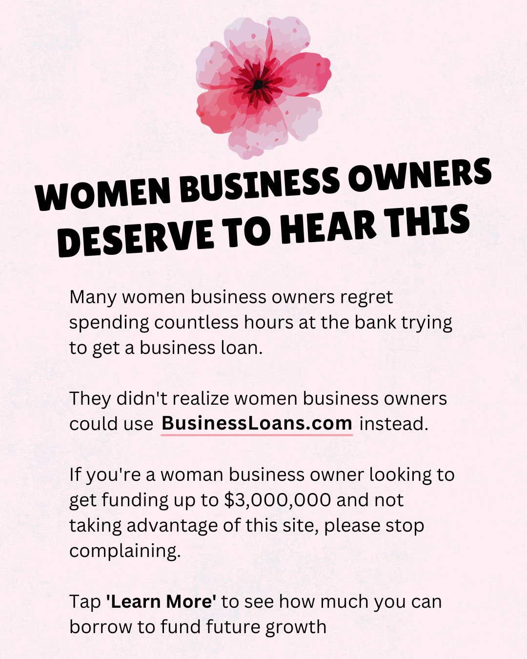 Business Loans for Women Facebook ad from Apr 5, 2026
