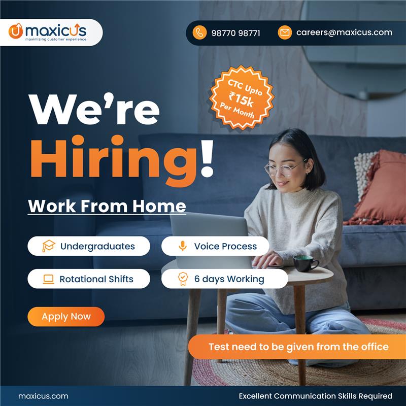 Maxicus Facebook ad: We’re Hiring! Work From Home, Earn up to ₹15K/month