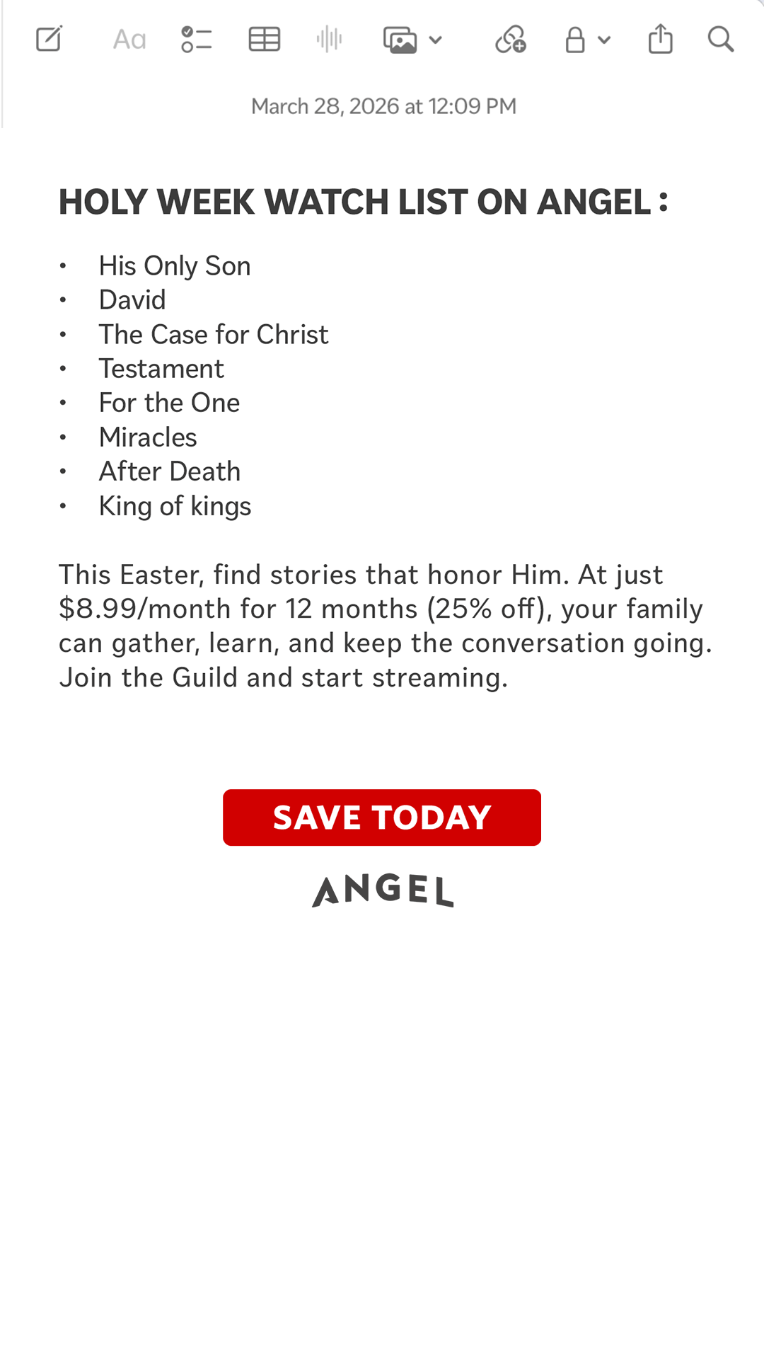 Angel Facebook ad