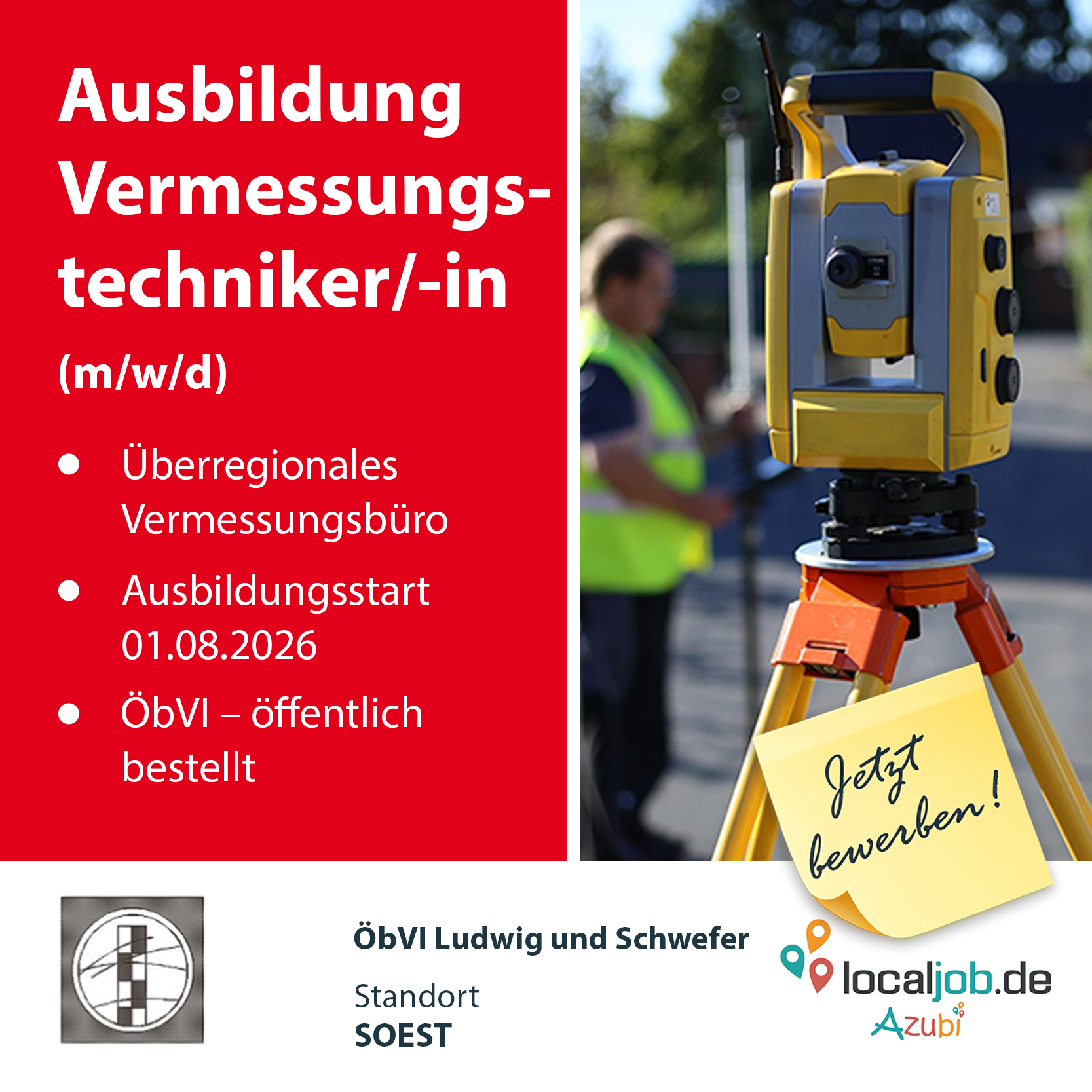 localjob.de Azubi Facebook ad: AZUBI zum Vermessungstechniker (m/w/d)
