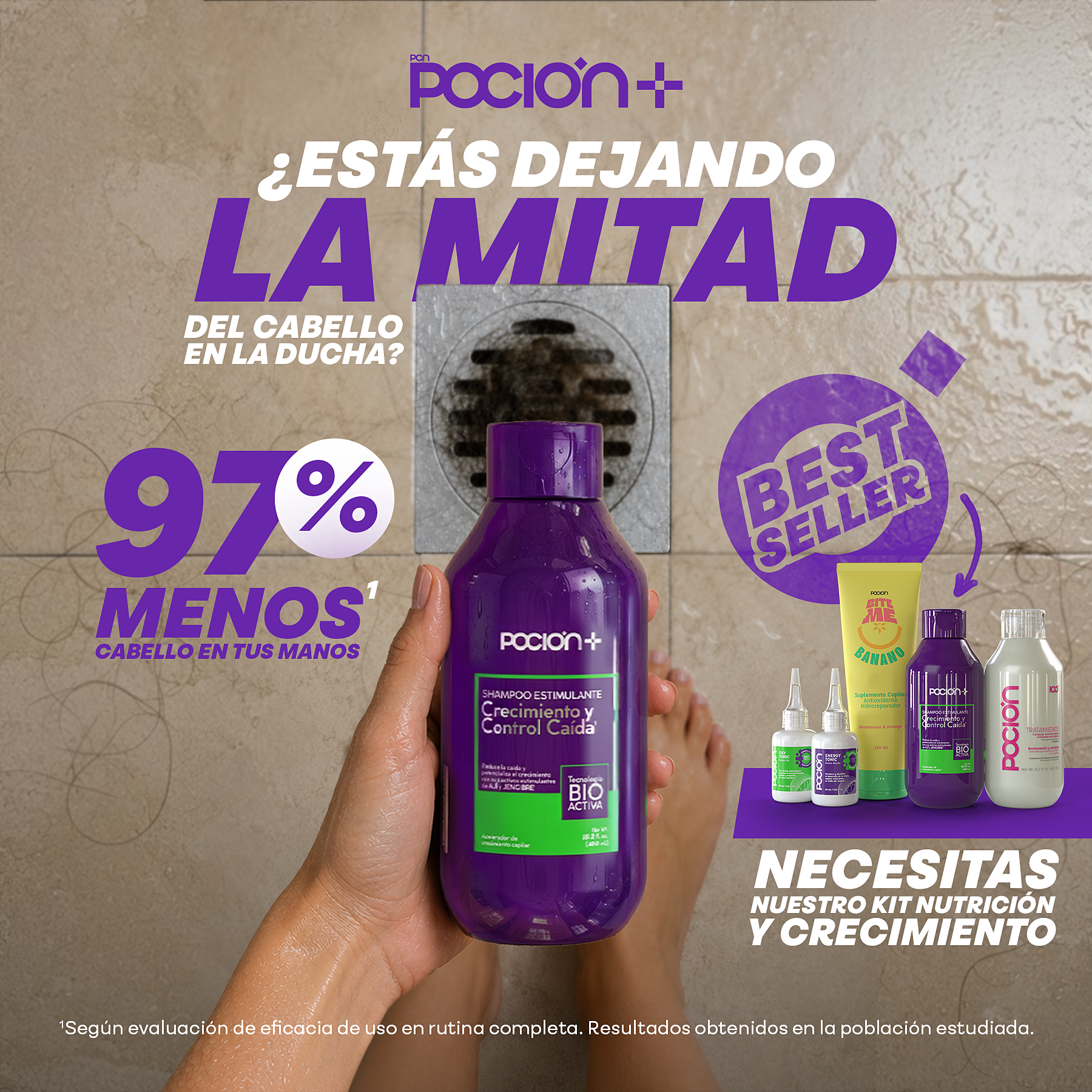 La Pocion Facebook ad: ¿Pierdes demasiado cabello en cada lavada?