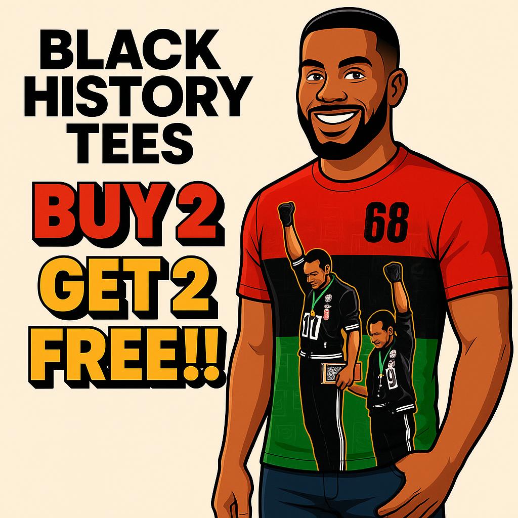 Melaninful Facebook ad: Buy 2 Get 2 Free: Black Excellence Tees