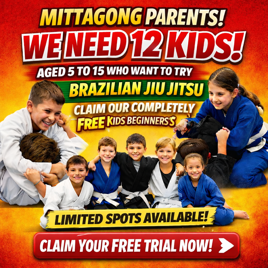 Pure Jiu Jitsu Southern Highlands Facebook ad: FREE BJJ TRIAL PASS for KIDS