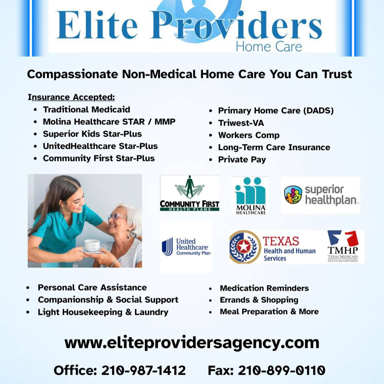 Elite Providers Home Care Agency Facebook ad: Helping San Antonio Seniors Live Safely at Home