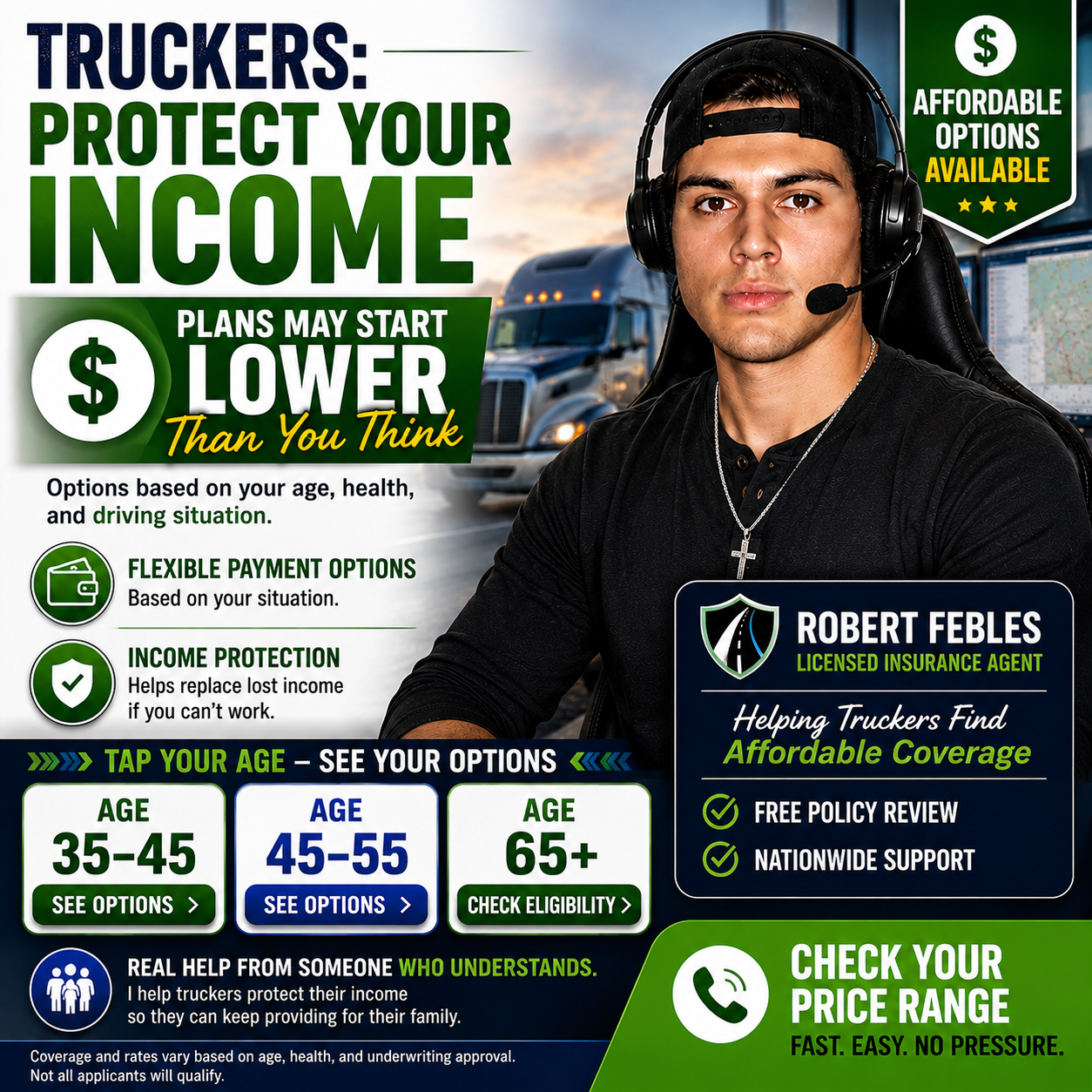 American Trucker Association Facebook ad: Plans Start at $2/Day