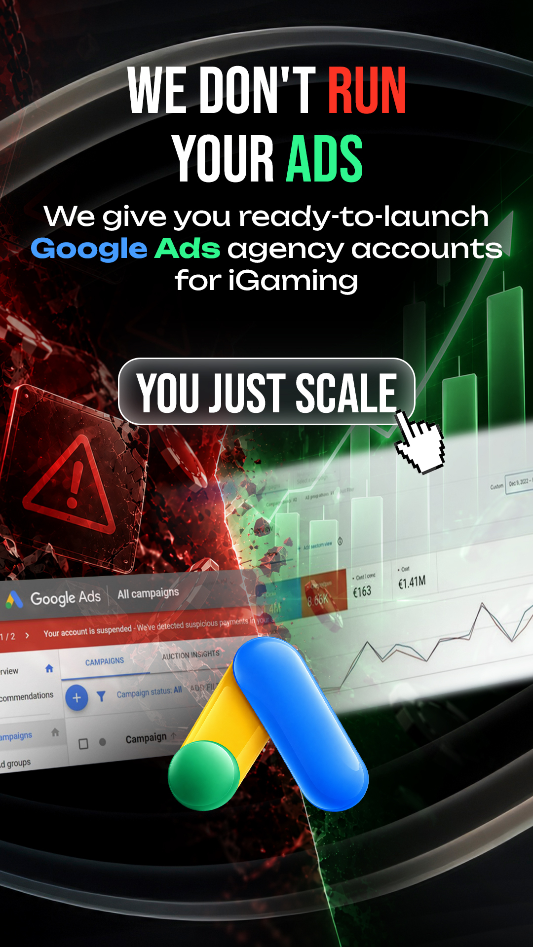 WayProfit Agency Facebook ad: Ready-to-launch Google Ads accounts