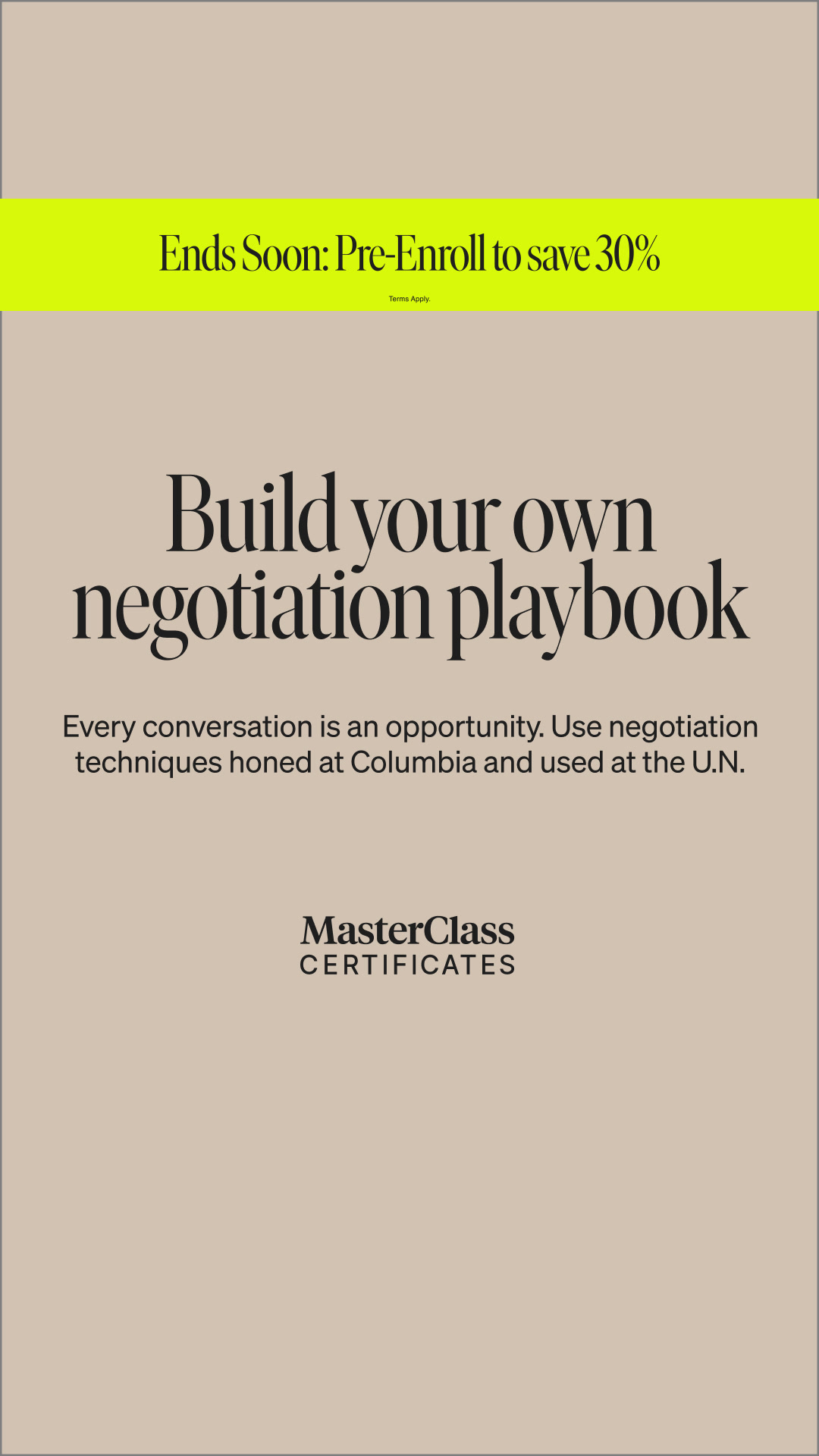 MasterClass Facebook ad