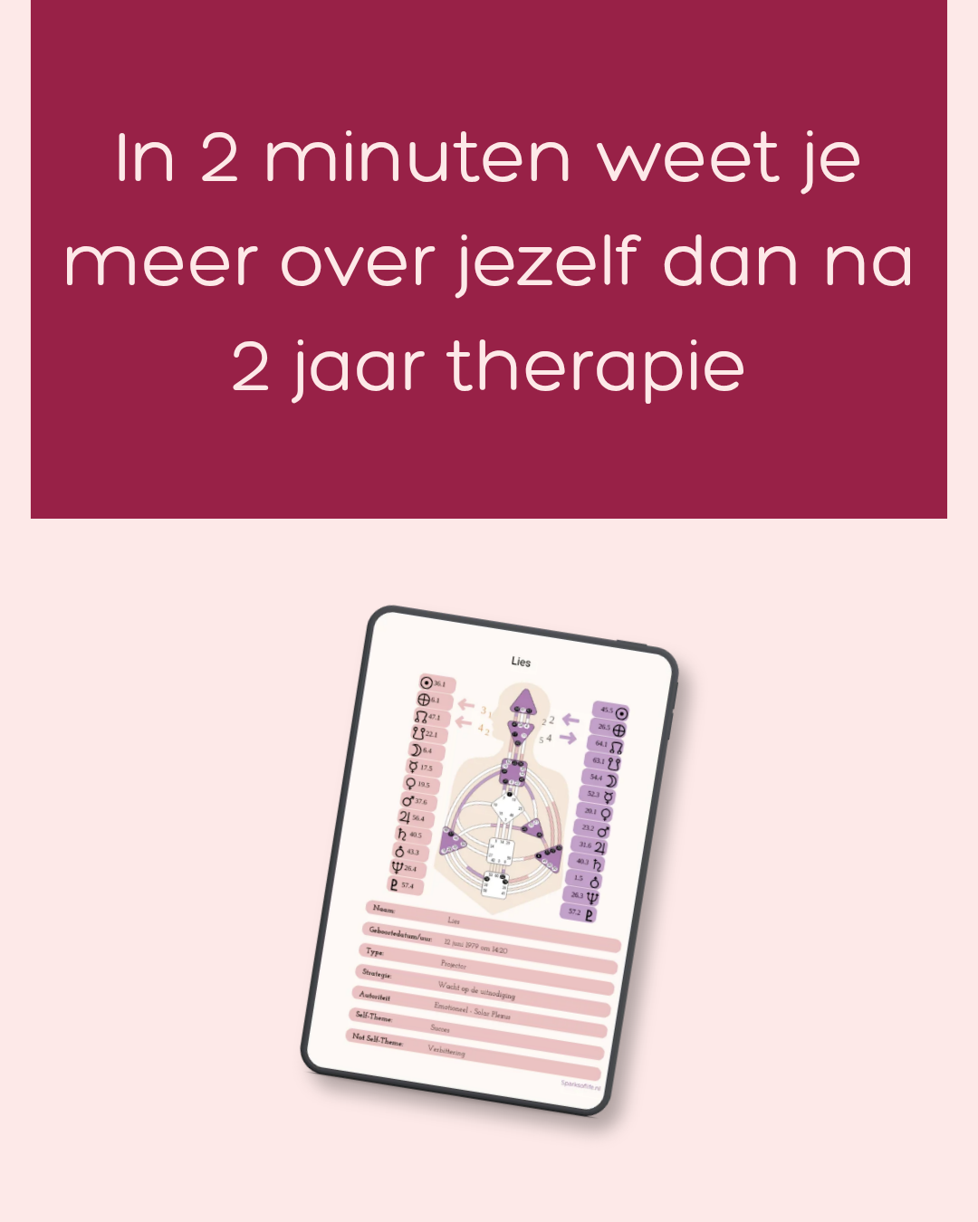 sparksoflife.nl Facebook ad: Meer zelfkennis in minder dan 2 minuten