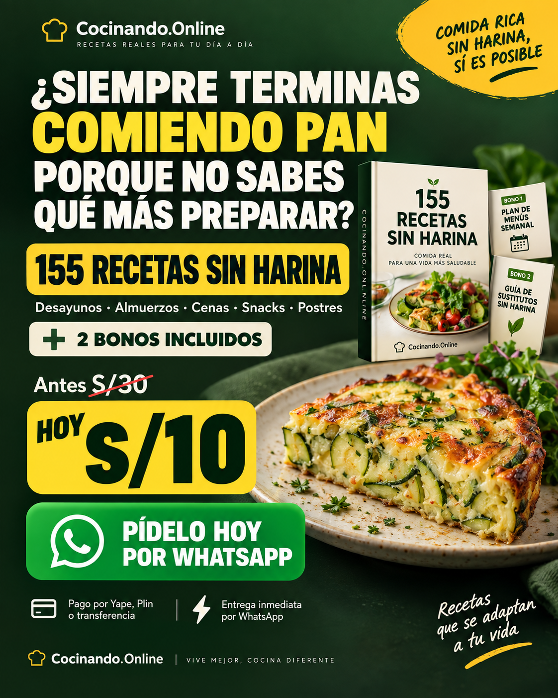 Cocinando Online - Recetas Fáciles Facebook ad: ¿Quieres más ideas para comer sin harina sin…